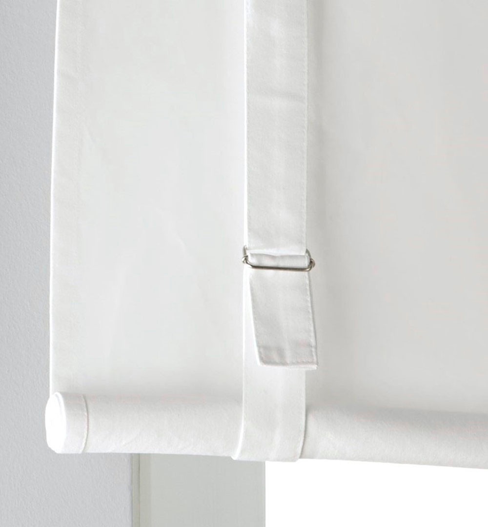 Thumbnail - Kutti Raffrollo "Tim" mit Stangendurchzug freihängend Baumwolle weiß Raffgardine Bindegardine