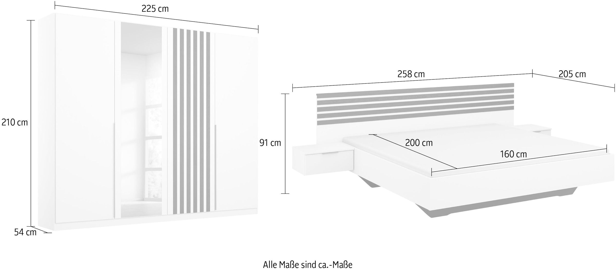 rauch Schlafzimmer-Set »Lamella«, (Set), mit eleganter Lamellenabsetzung