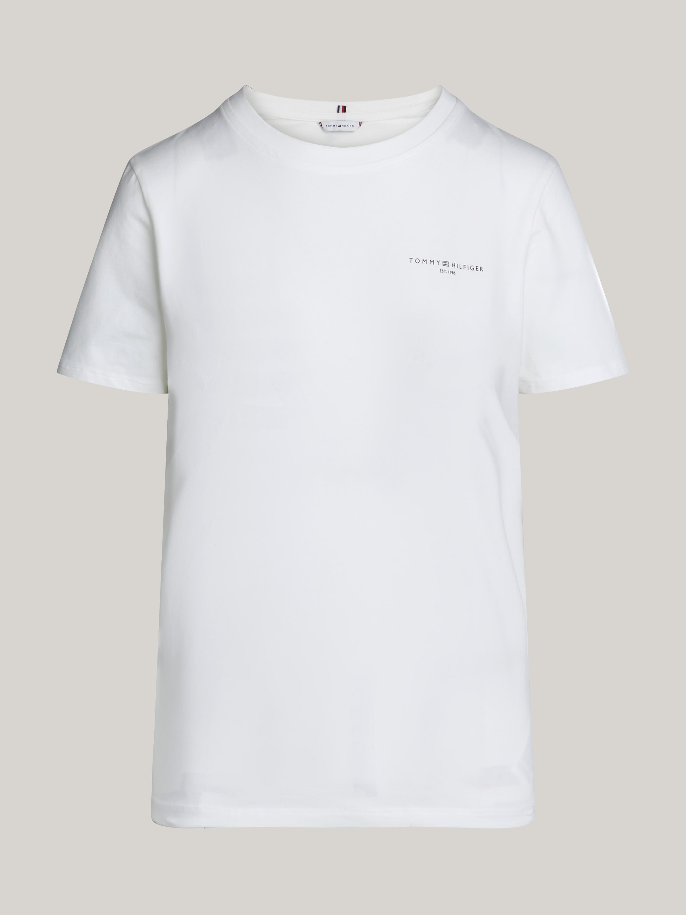 Tommy Hilfiger Rundhalsshirt »1985 REG MINI CORP LOGO C-NK SS«, mit Tommy Hilfiger Logoschriftzug und Bestickung