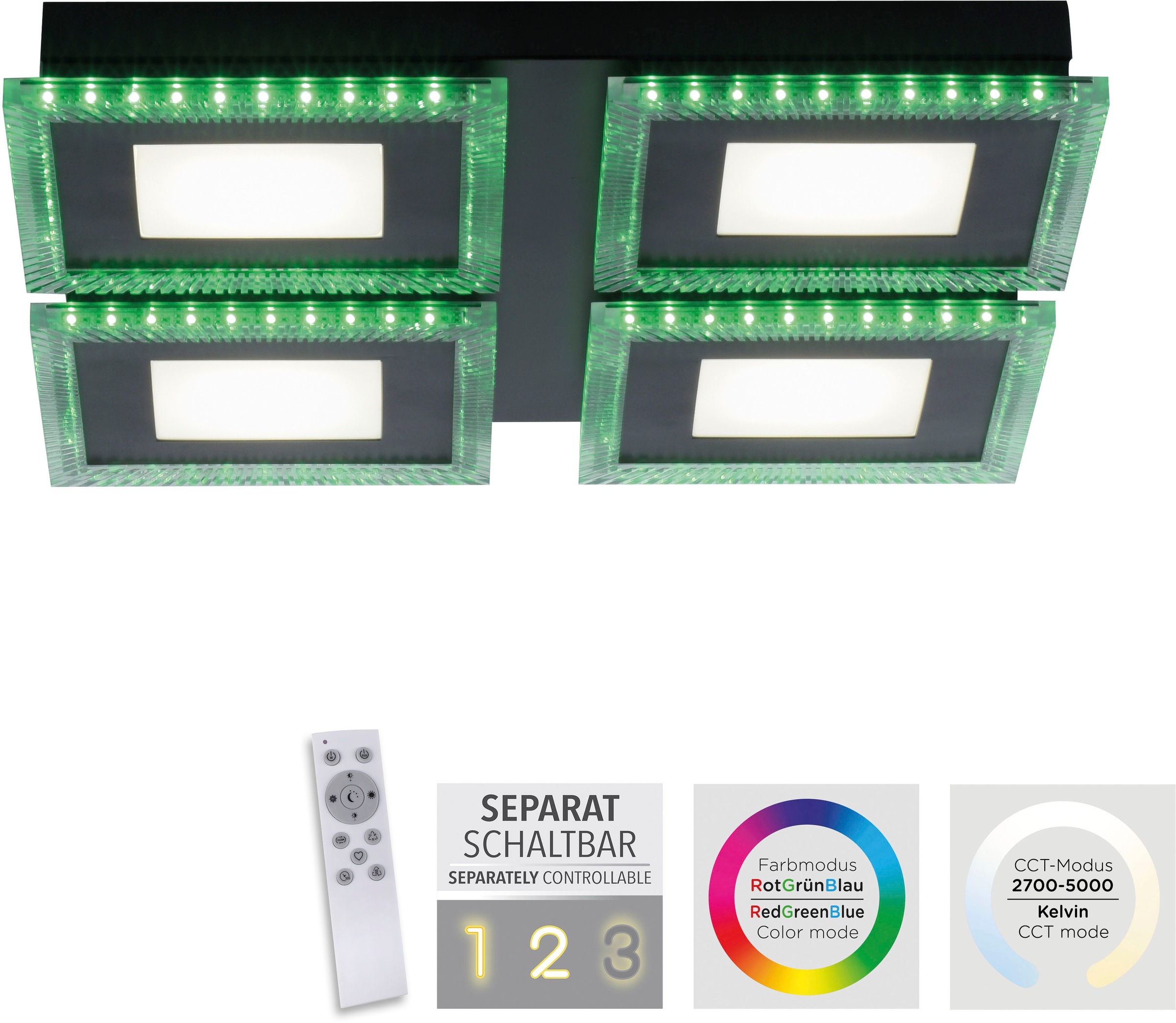 JUST LIGHT LED Deckenleuchte »ACRI«, 2 flammig, Leuchtmittel LED-Board-LED-Board | LED fest integriert-LED fest integriert