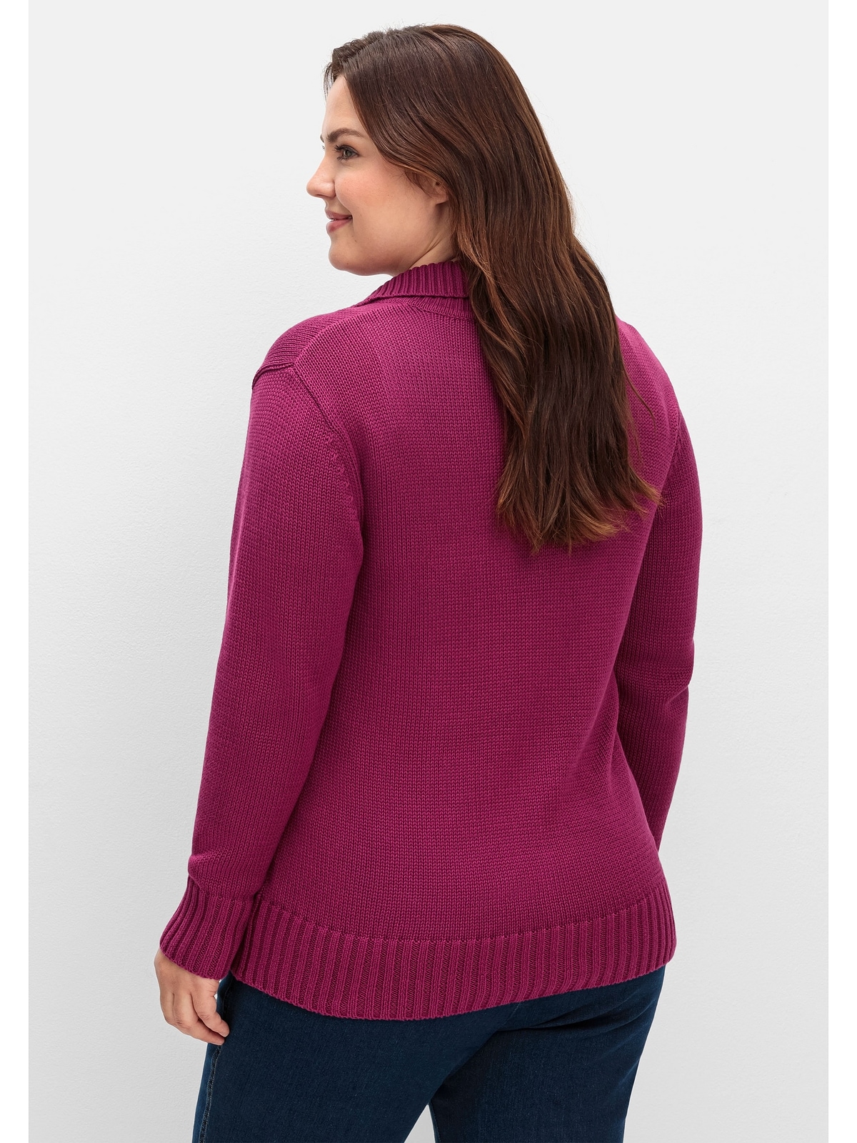 Sheego Strickjacke »Große Größen«, mit Troyerkragen und 2-Wege-Zipper