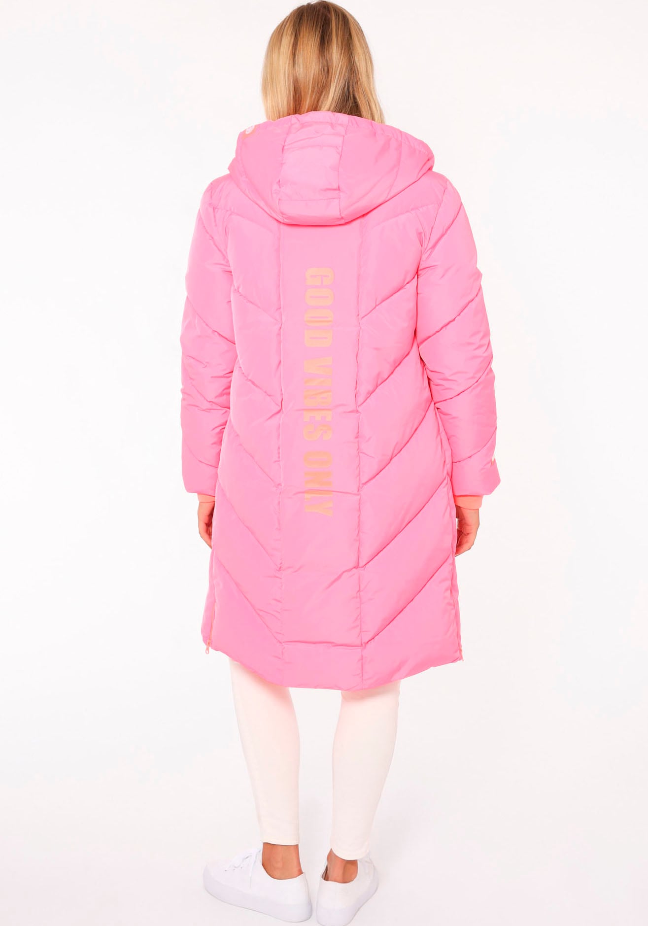 Zwillingsherz Steppjacke »"Good Vibes Only"«, mit Kapuze, mit Kapuze, Backprint und bedrucktem Zugband