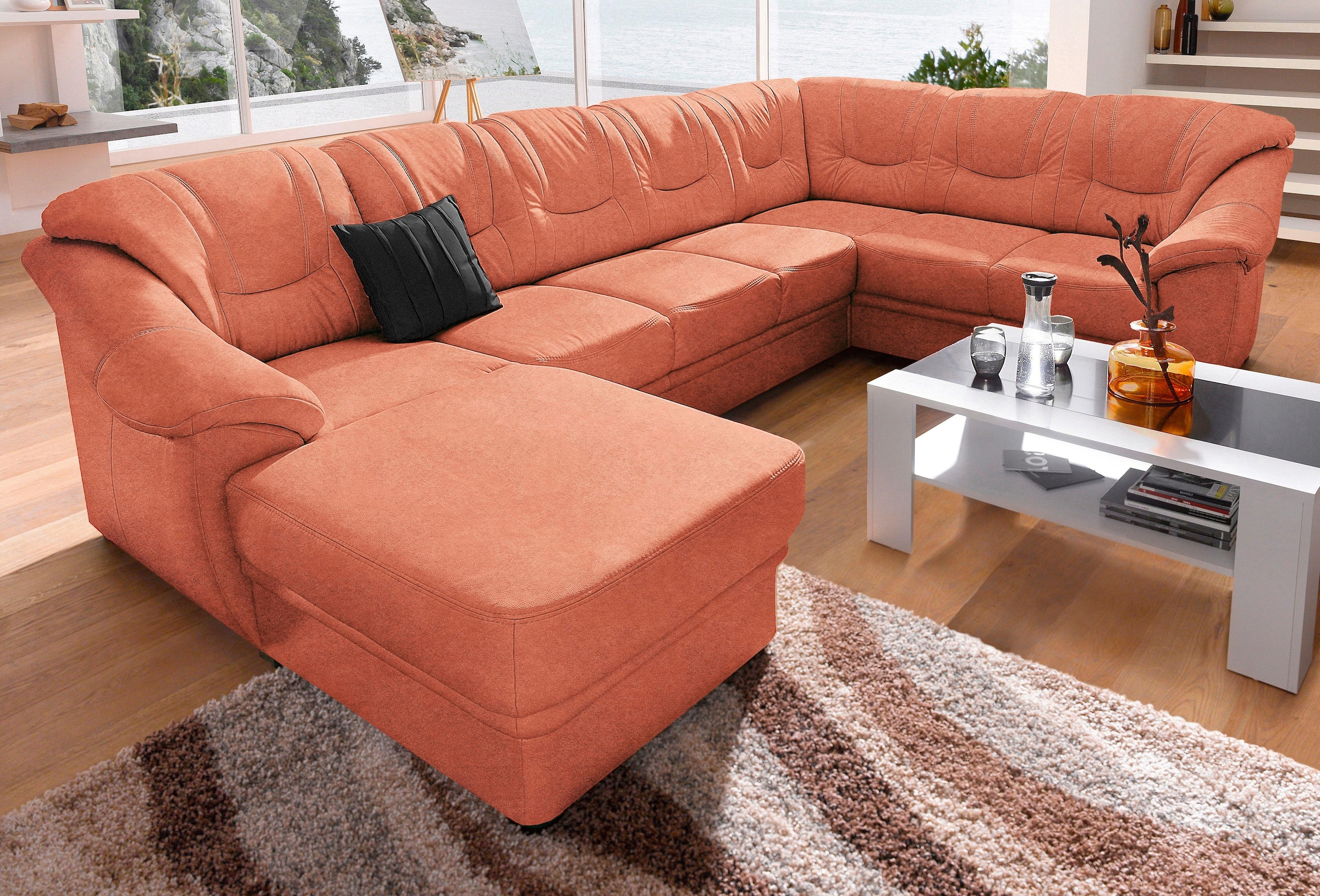 sit&more Wohnlandschaft »Savona U-Form«, wahlweise mit Bettfunktion, inklusive Federkern, frei im Raum stellbar