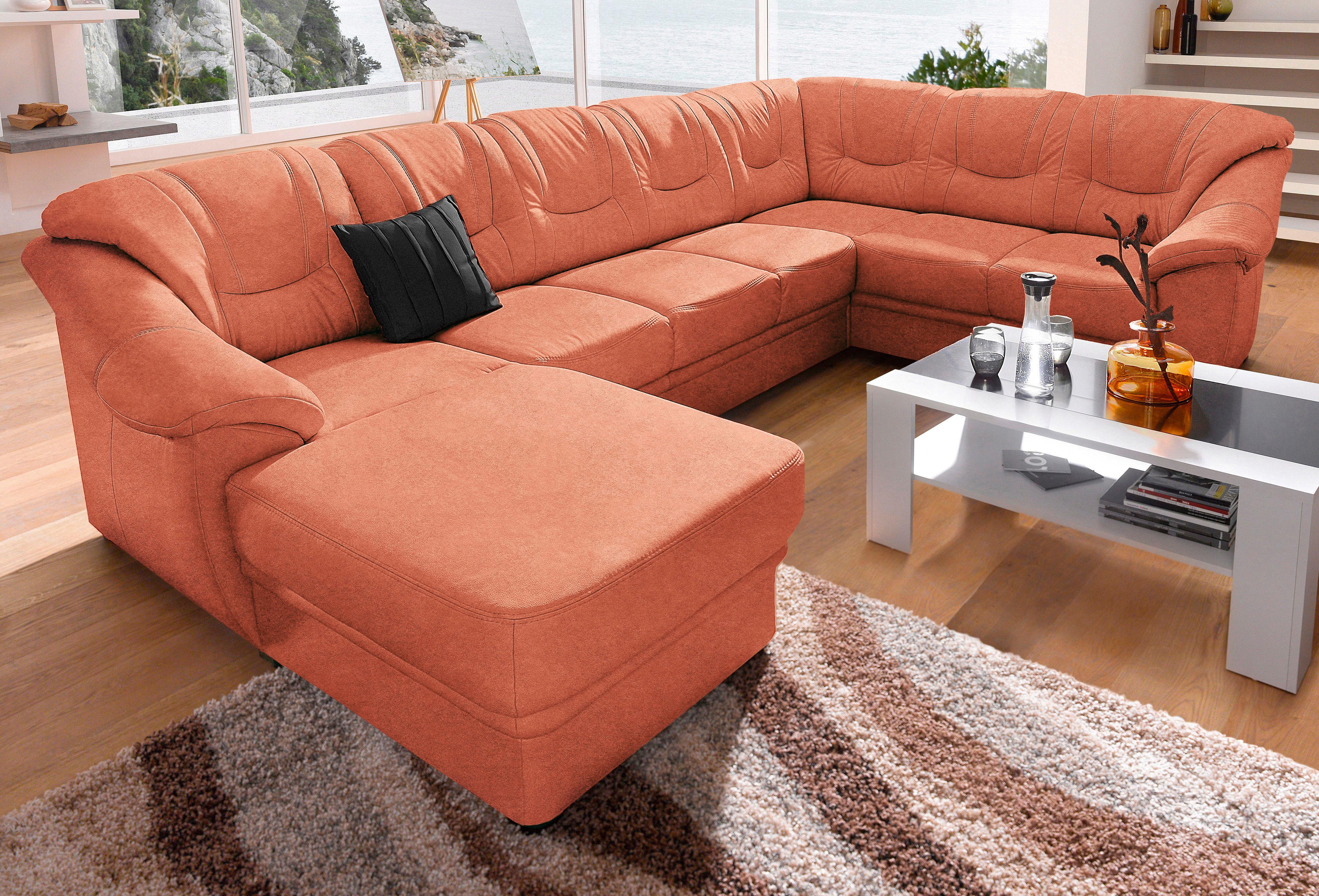 sit&more Wohnlandschaft "Savona, U-Form, B: 320 cm, Bettfunktion wählbar, Federkern-Polsterung" Komfortable Sitzhöhe 46 cm, Liegefläche 120 x 250 cm bei Bettfunktion