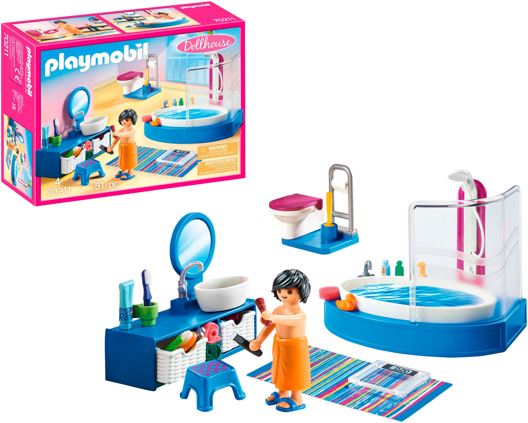 Playmobil® Konstruktions-Spielset »Badezimmer (70211), Dollhouse« Made in Germany