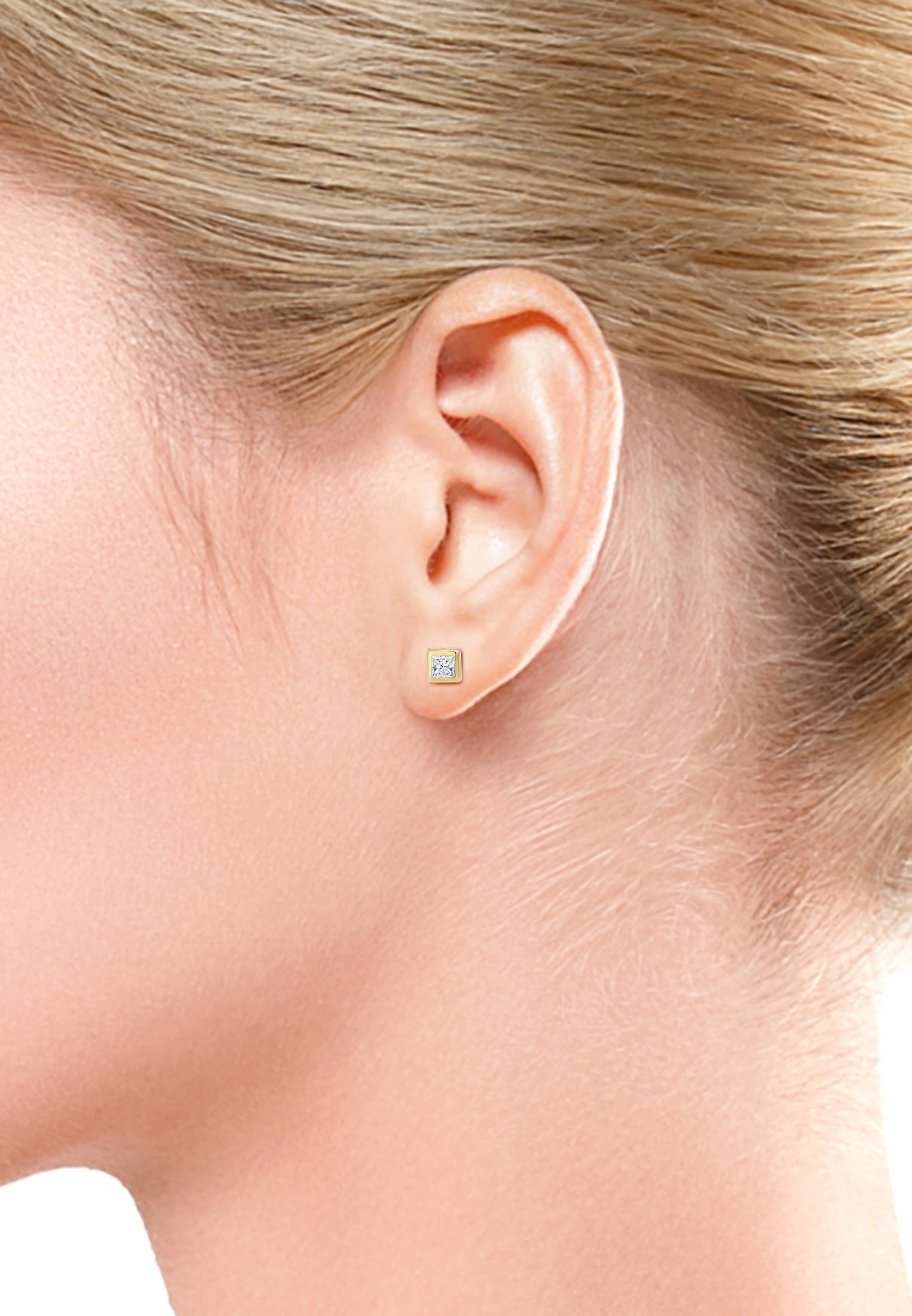 Elli DIAMONDS Paar Ohrstecker »Prinzessschliff Diamant (0.2 ct.) 585er Gelbgold«