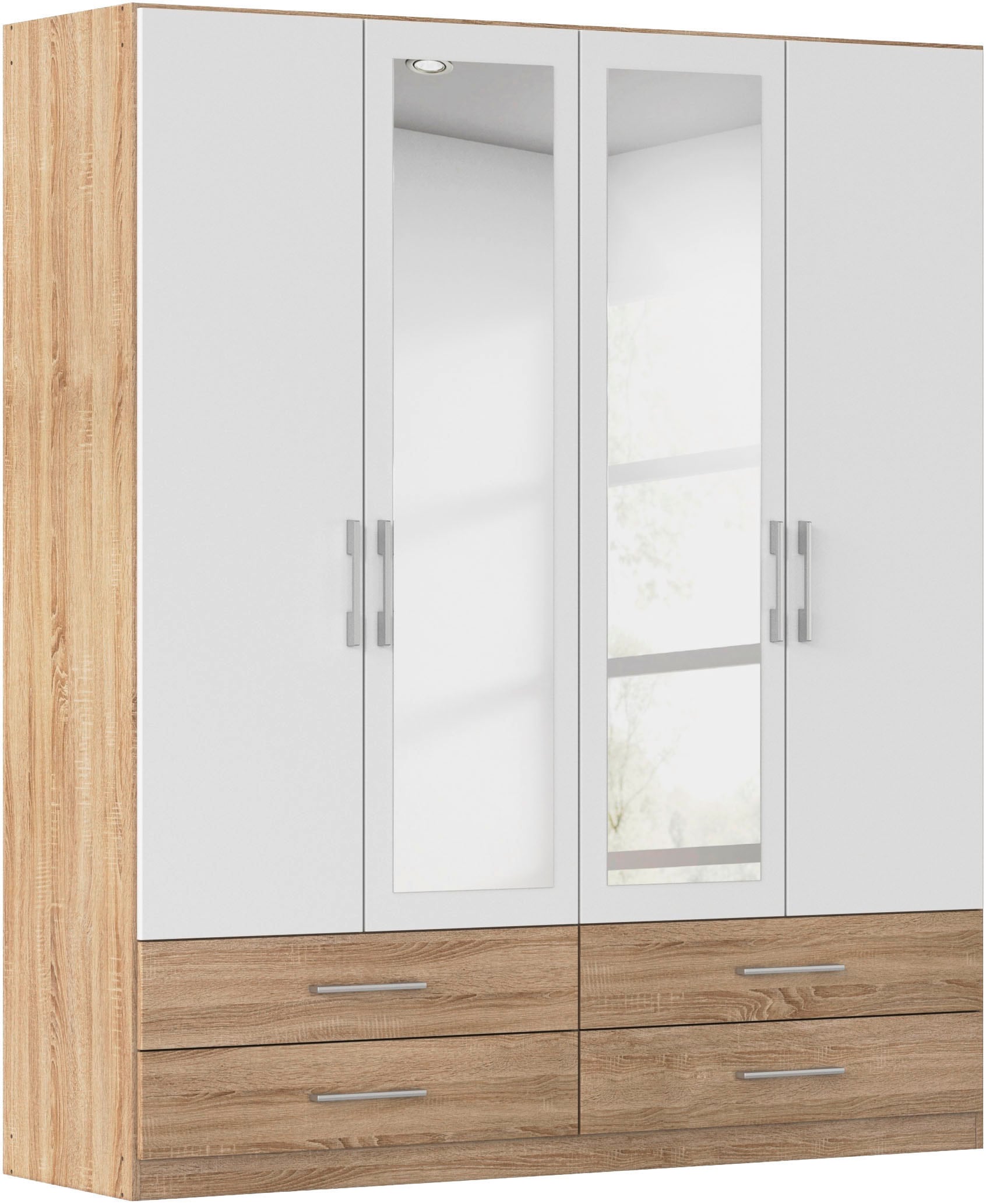 rauch Kleiderschrank "Schrank Garderobenschrank Mehrzweckschrank Schlafzimmer HERSBRUCK" 3 verschiedene Ausstattungen BASIC/CLASSIC/PREMIUM (inkl. SOFT-CLOSE), mit großzügigen Schubladen sowie Spiegeltüren MADE IN GERMANY