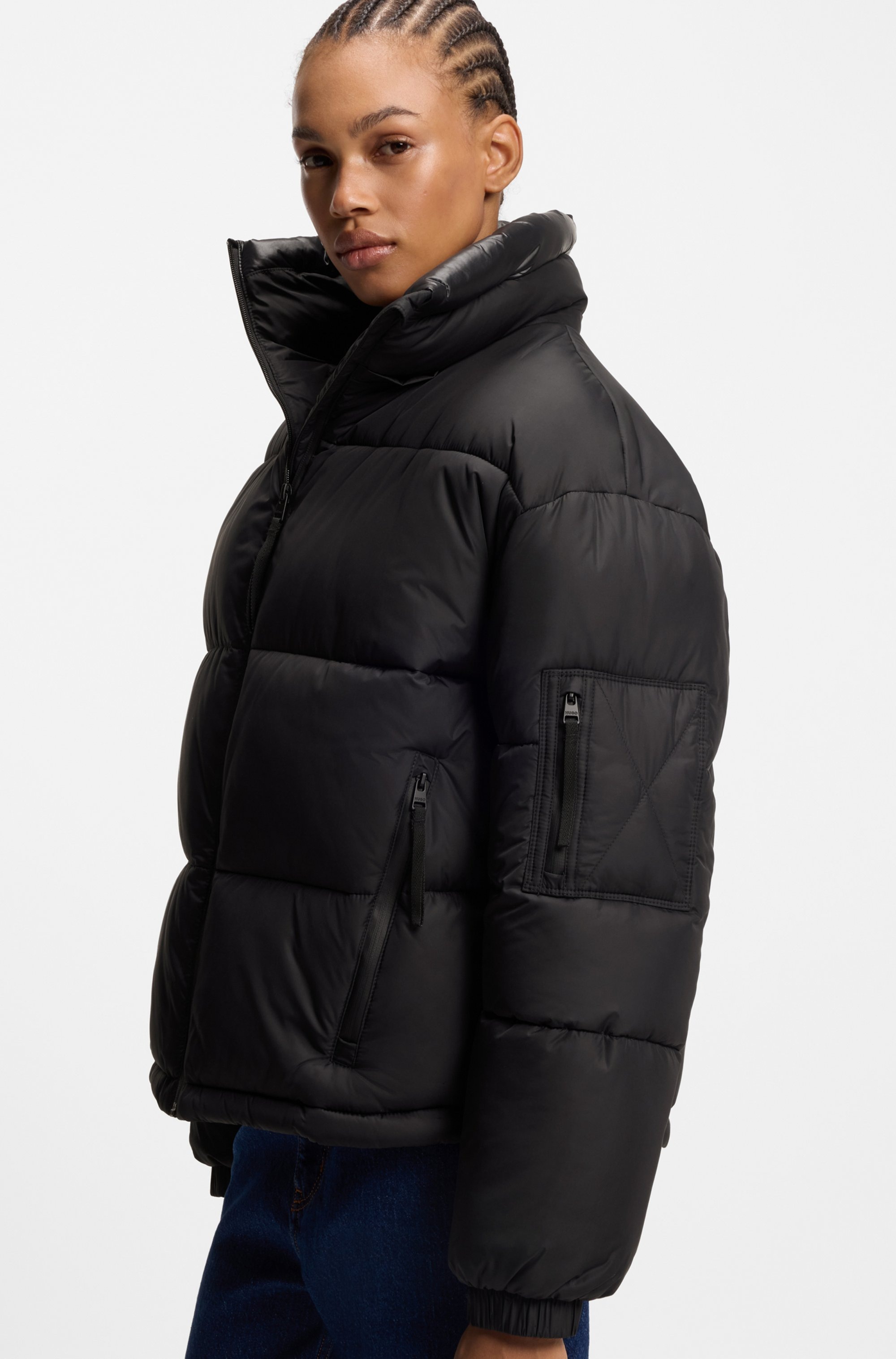 HUGO Blue Steppjacke "Farida" mit Kapuze im Relaxed Fit mit verkürzter Läng günstig online kaufen