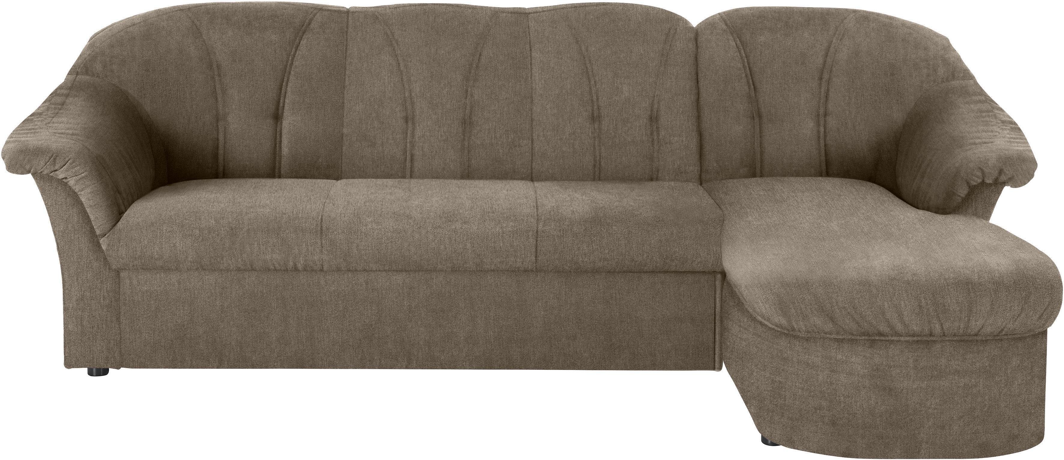 DOMO collection Ecksofa "Pegnitz, elegante Rückensteppung, kompakte Stellmaße 238/141cm, L-Form" wahlweise mit Bettfunktion