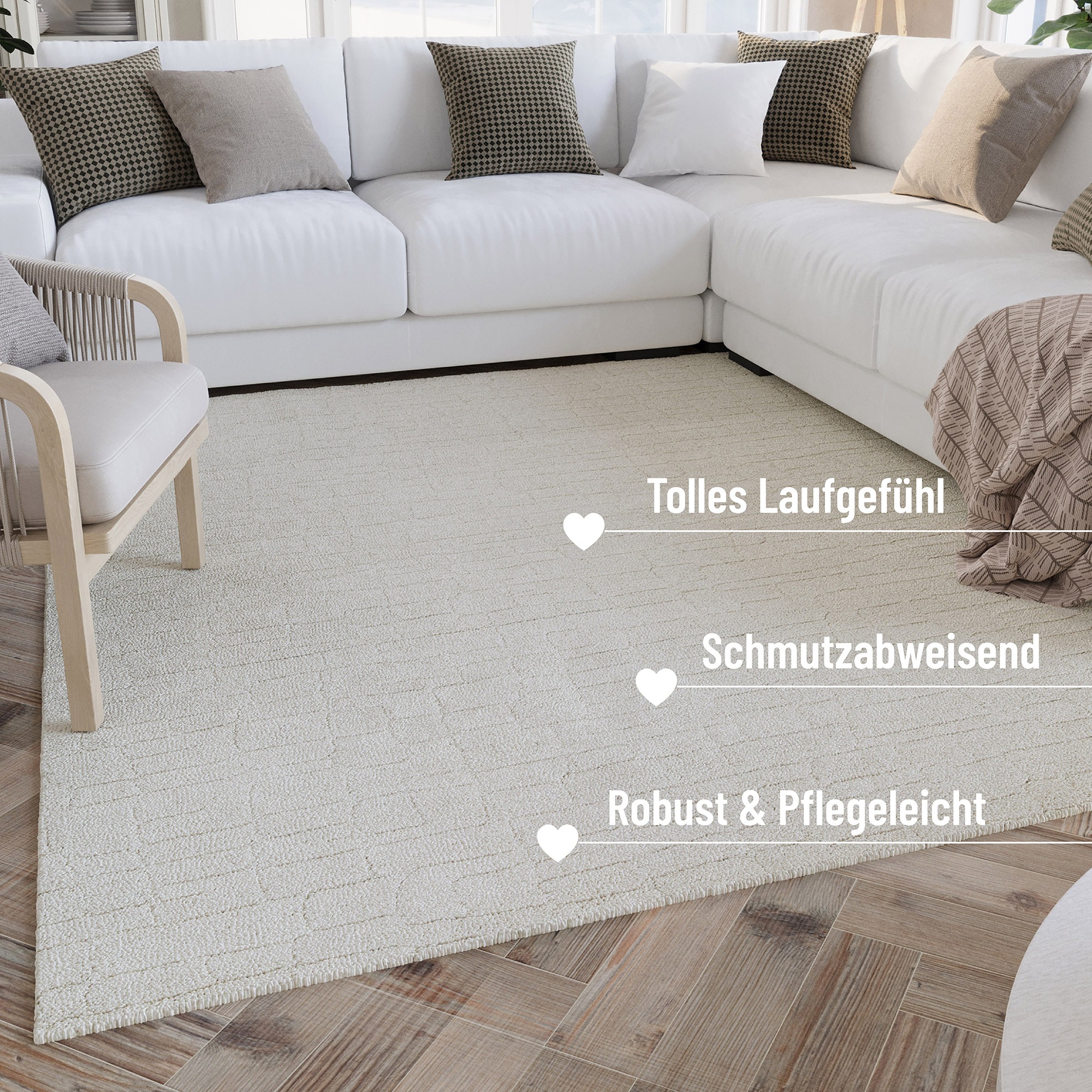 Wecon home Teppich »Hamptons THIRTYONE«, rund, 15 mm Höhe, Kurzflor, Wohnzimmer, Schlafzimmer, elegant, robust, Krokodil-Design