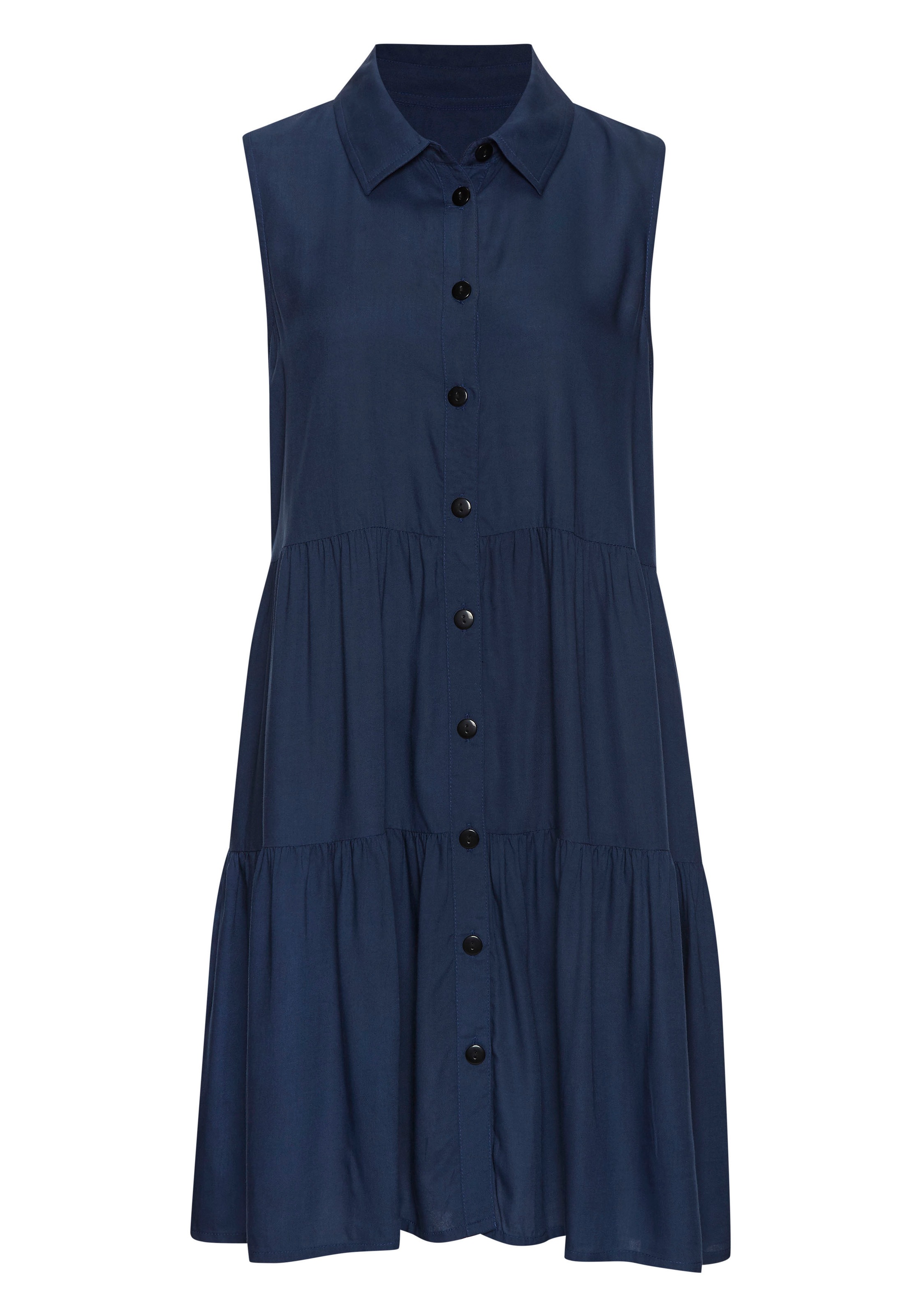 Vivance Sommerkleid, aus gewebter Viskose, Blusenkleid mit Knopfleiste und Hemdblusenkragen