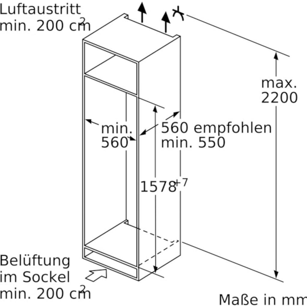 BOSCH Einbaukühlgefrierkombination »KIS77AFE0«, KIS77AFE0, 157,8 cm hoch, 55,8 cm breit