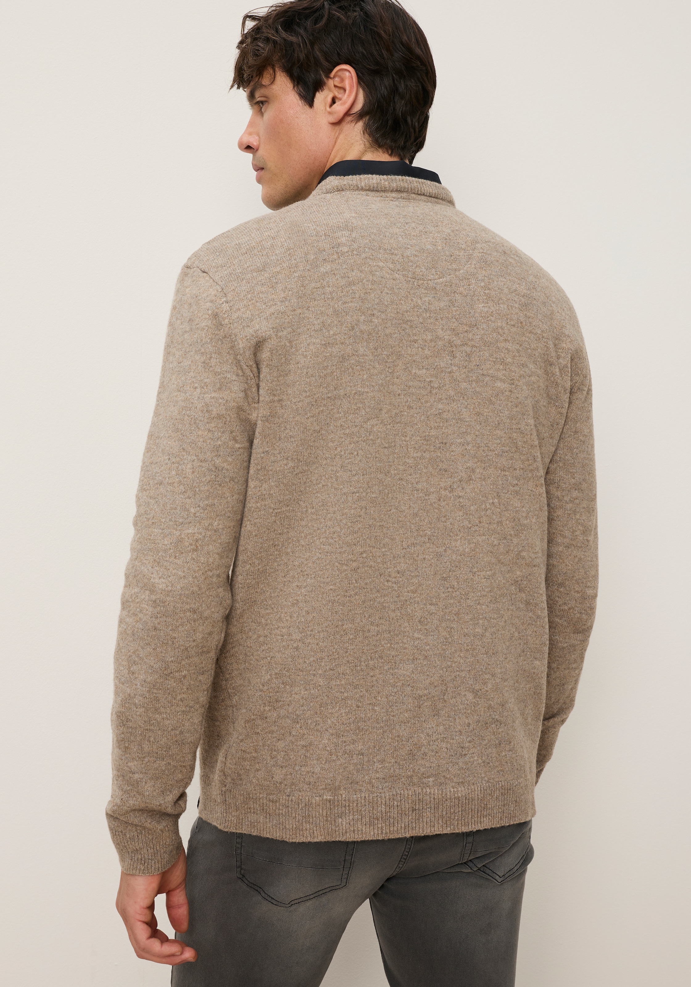 Bruno Banani Strickpullover mit Rundhalsausschnitt, Langarm-Design, Regular Fit, melierte Optik