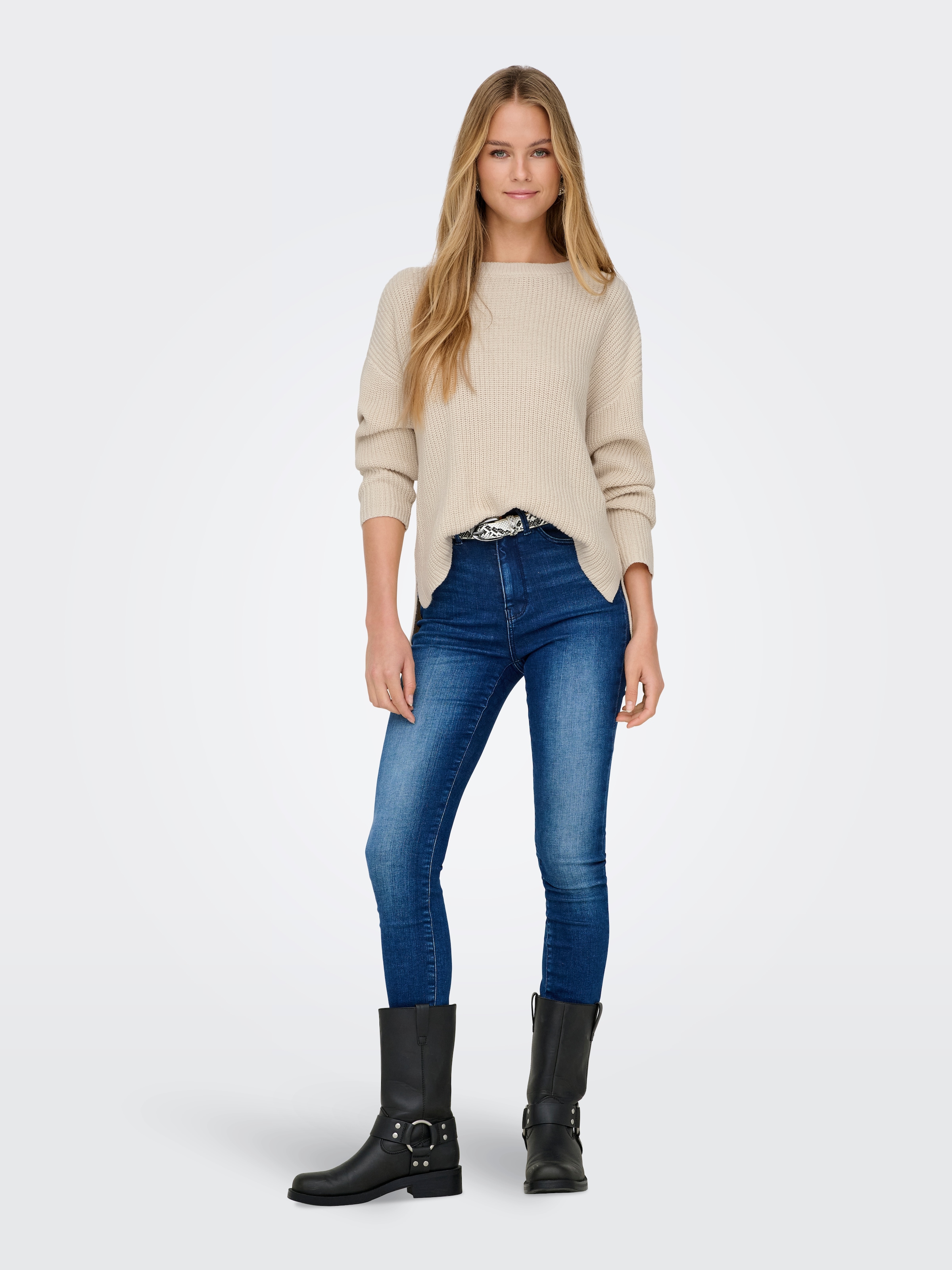 ONLY Rundhalspullover »ONLLUNA LS O-NECK PULLOVER KNT NCA«