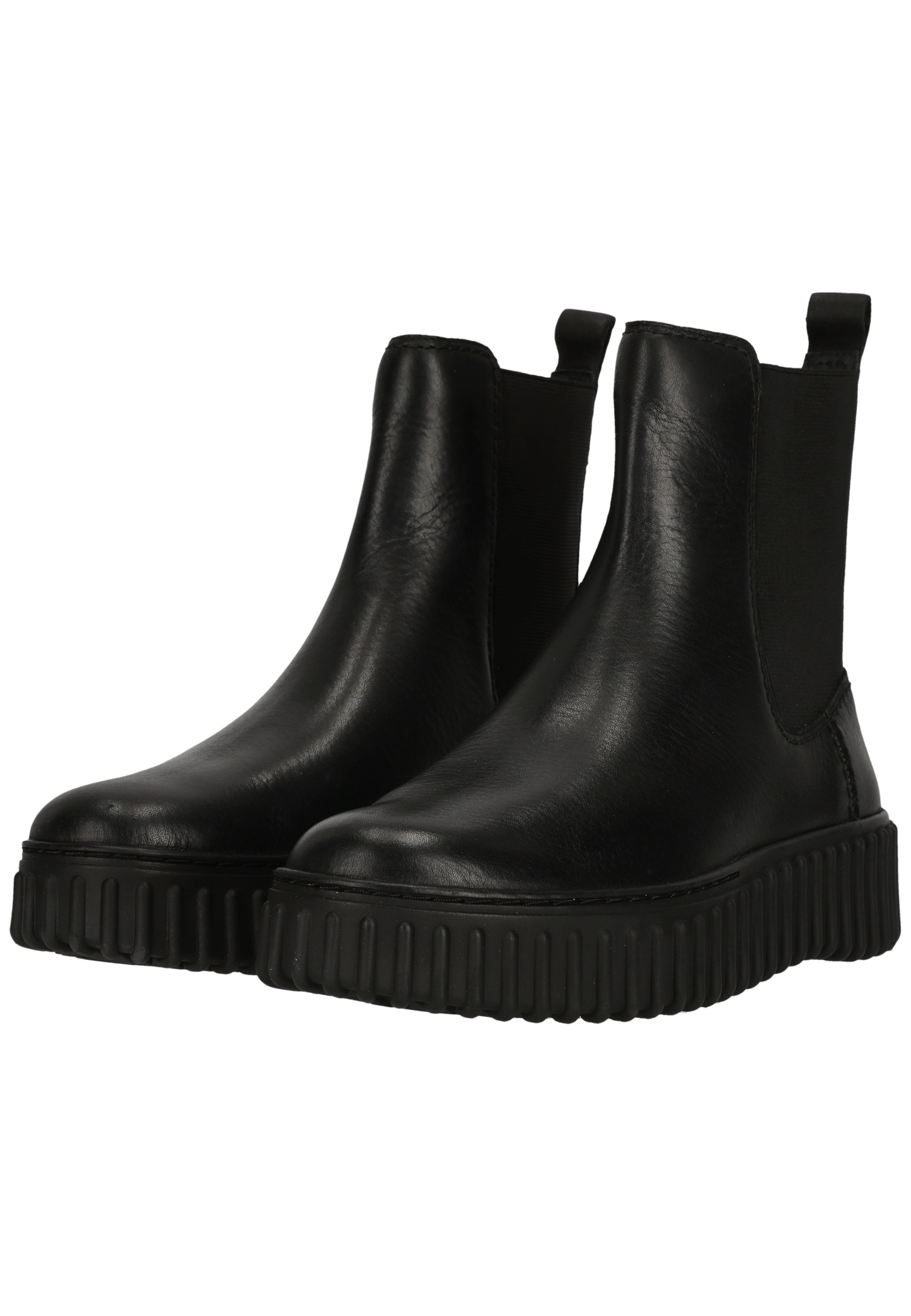 Clarks Stiefelette »Torhill Maple Black Leather«  mit charakteristischer, gerippter Sohle
