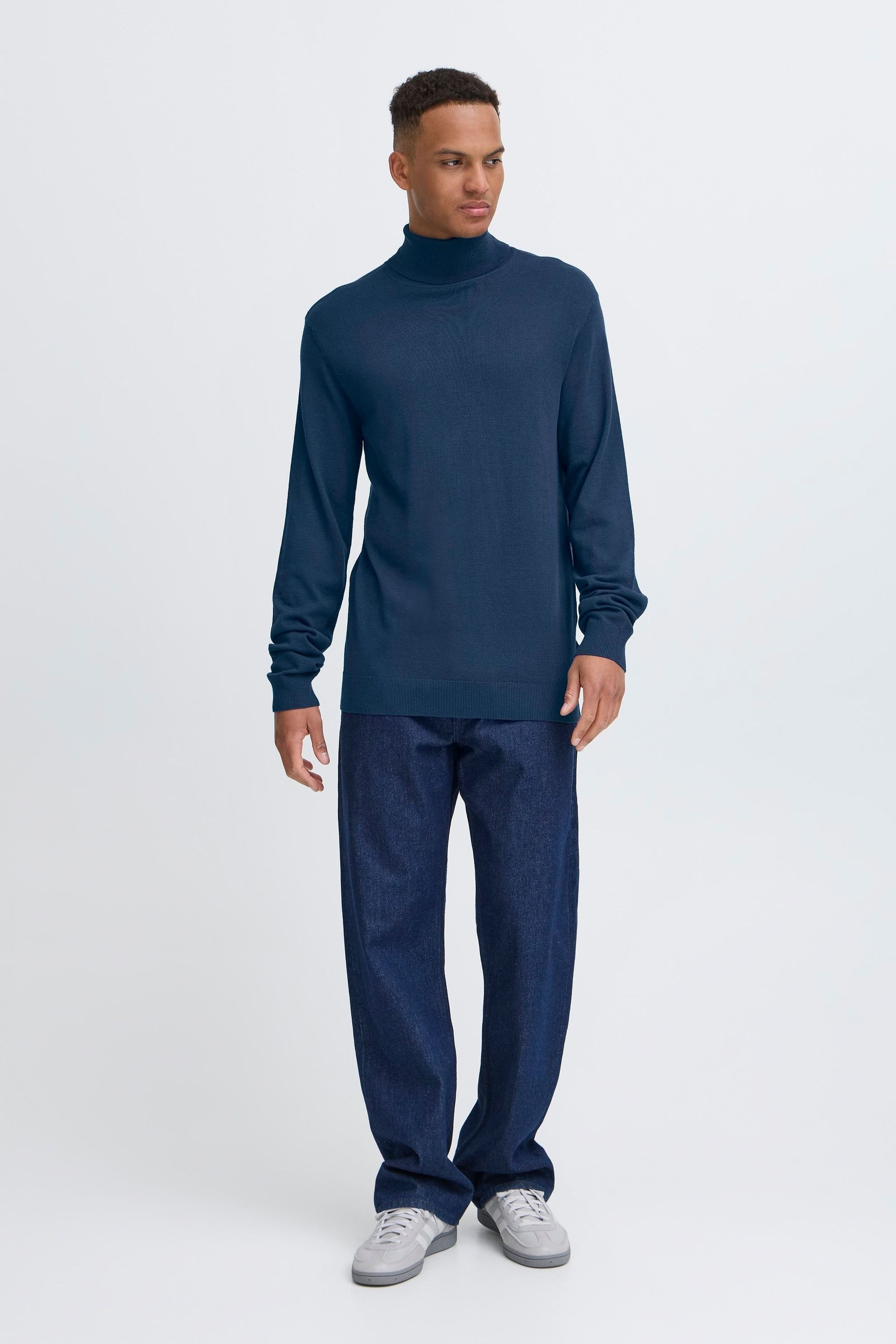 Rollkragenpullover BLEND "Rollkragenpullover BHDAN", Herren, Gr. XXL, blau (marineblaus), Obermaterial: 70% Viskose CV. 30% Nylon NY., Pullover Rollkragenpullover 2