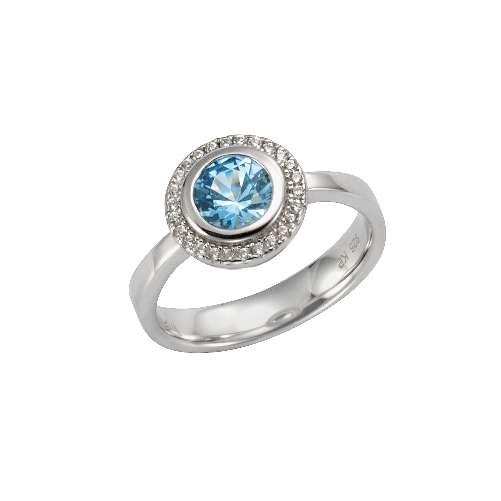 CELESTA Fingerring »925/- Sterling Silber Zirkonia & sy. Blautopas«