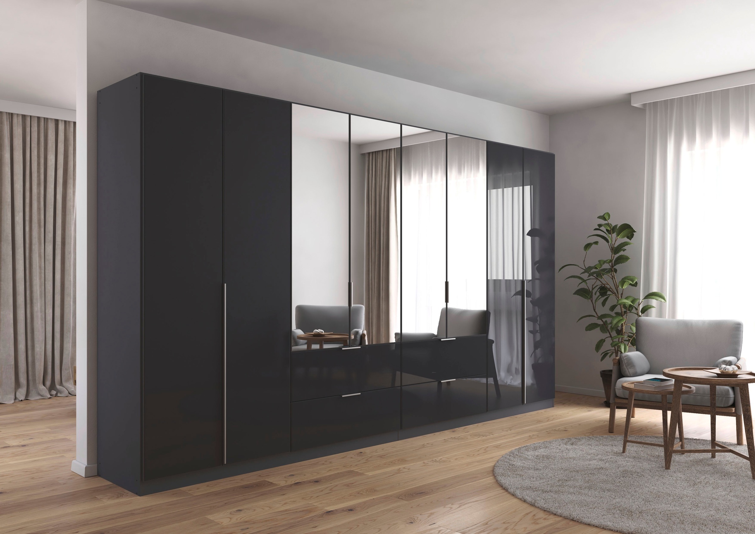 Thumbnail - rauch Drehtürenschrank "Kleiderschrank Kleiderschränke Schrank Garderobe AGORDO mit Glasfront" in zwei Griff-Farben, Bre...