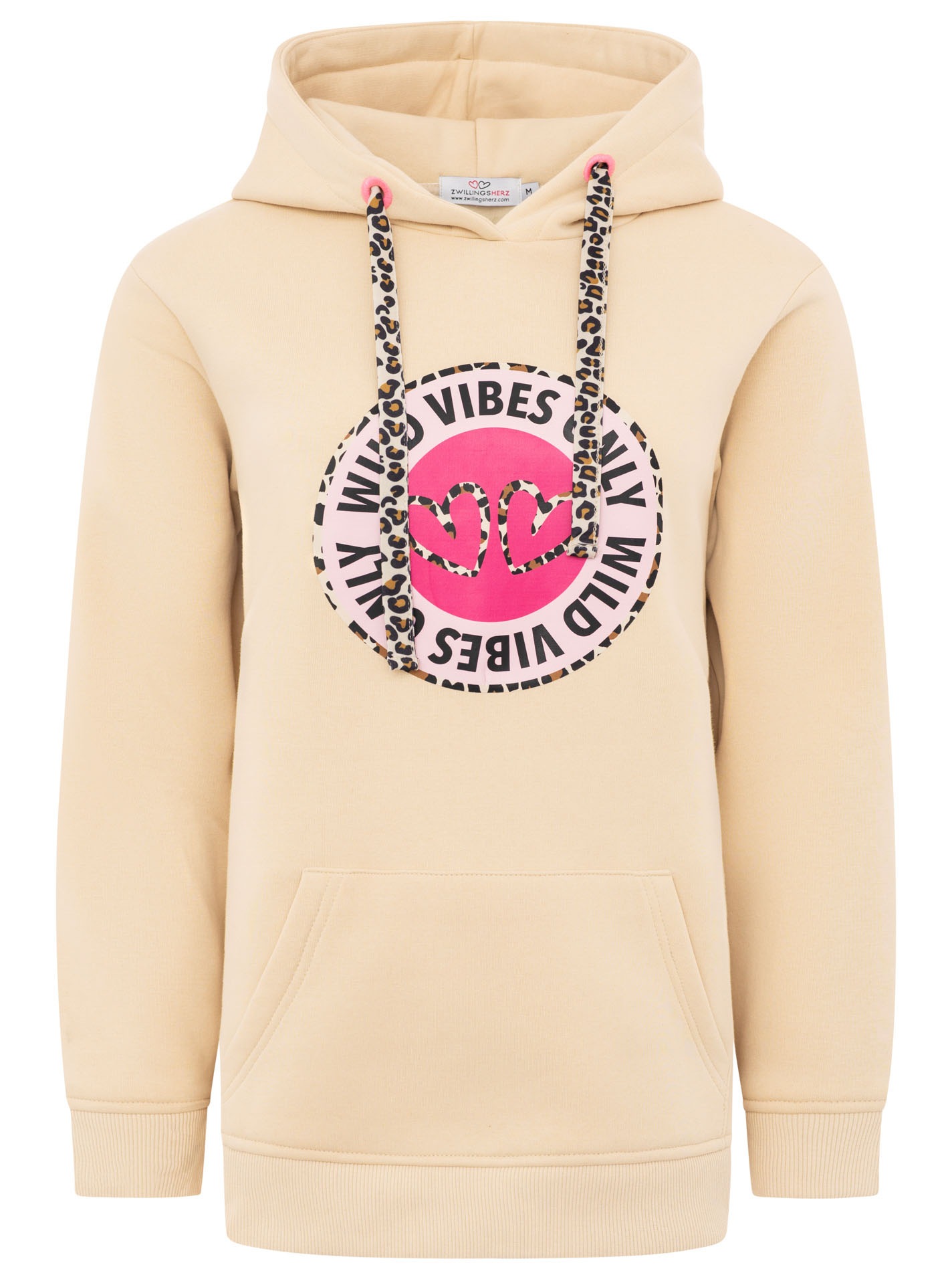 Zwillingsherz Hoodie ""Wild Vibes"", runder Druck, Leo Details, Stickerei a günstig online kaufen
