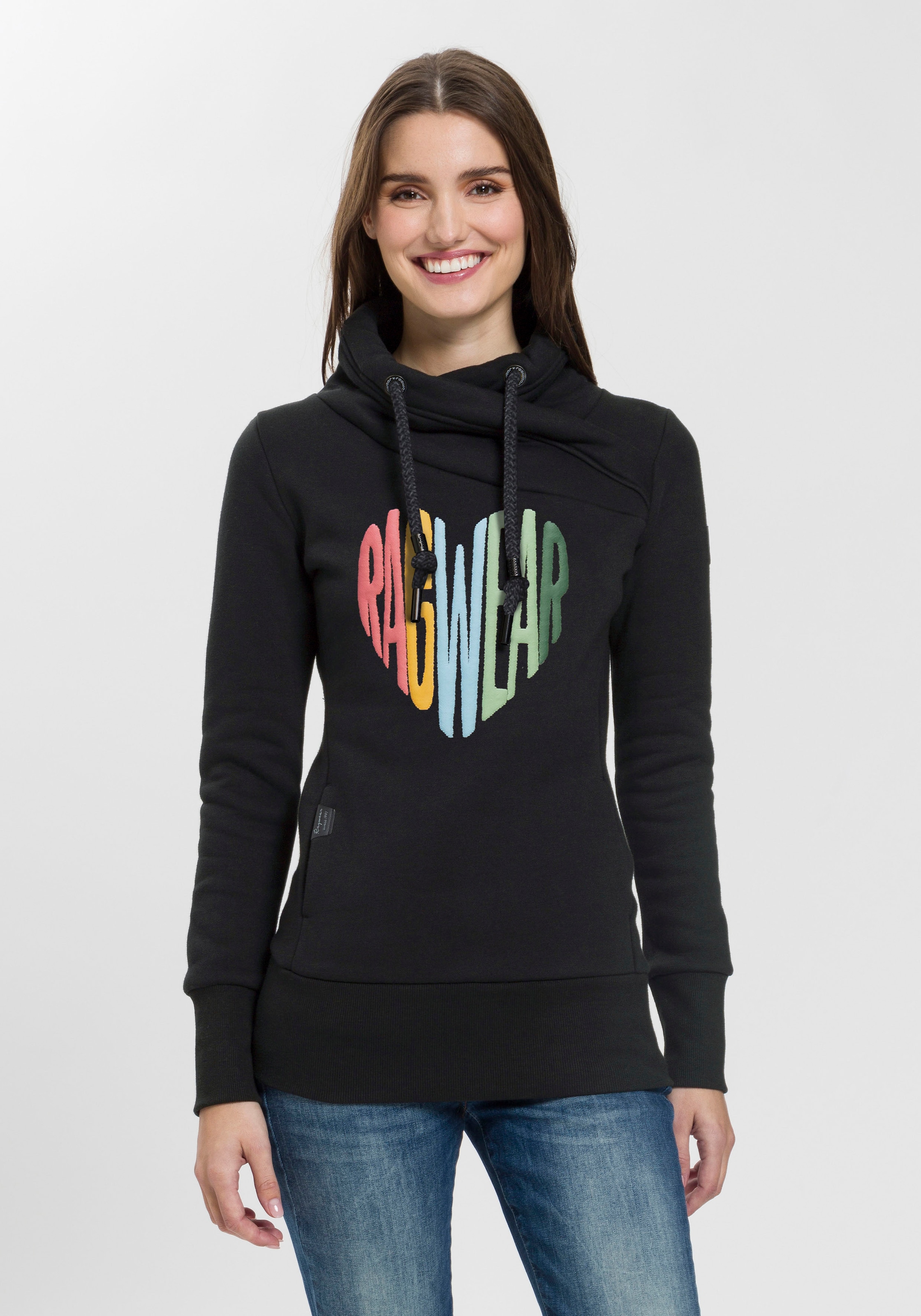 Ragwear Sweater "NESKA LOVE O", mit asymetrischem Schalkragen im Rainbow Pride-Design