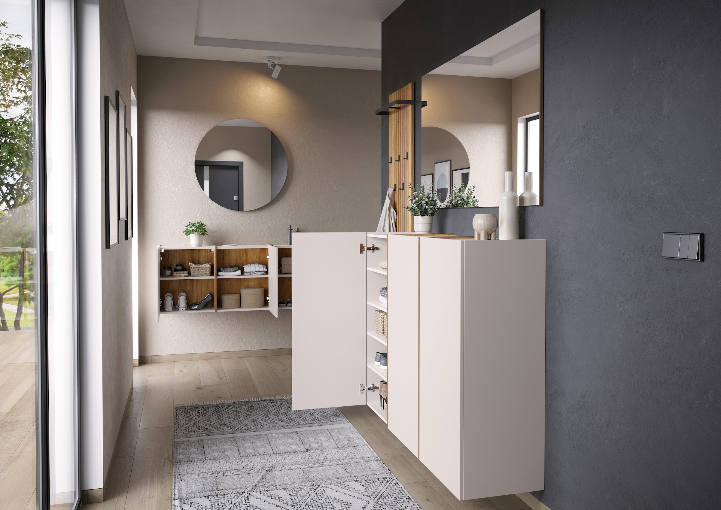 GERMANIA Mehrzweckschrank »GW-Libbiano Plus« 1 Stk. tlg. griffloses Design mit Balkonoptik