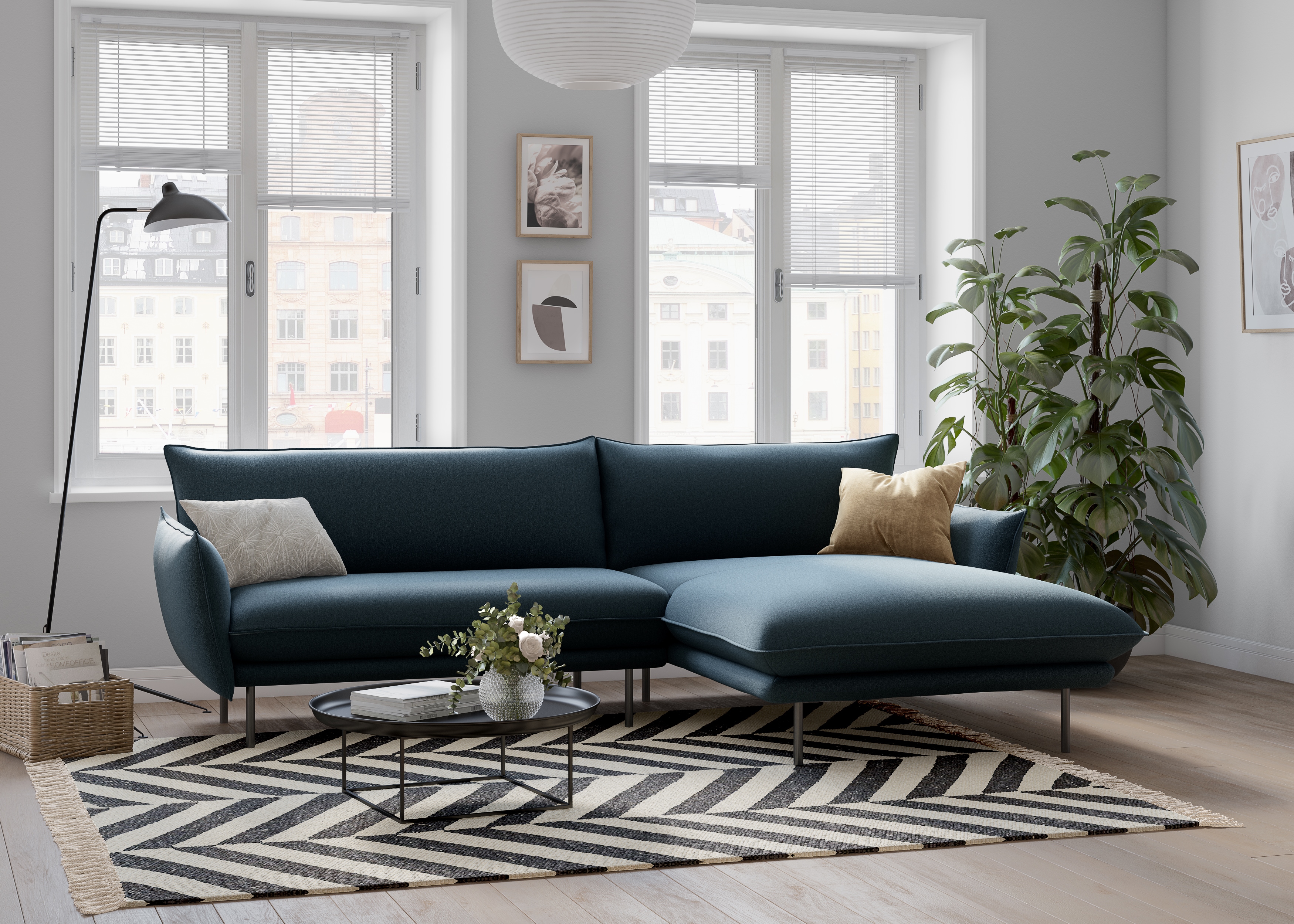 OTTO home Ecksofa "Stine L-Form" Besonderes Design durch Kissenoptik und Keder