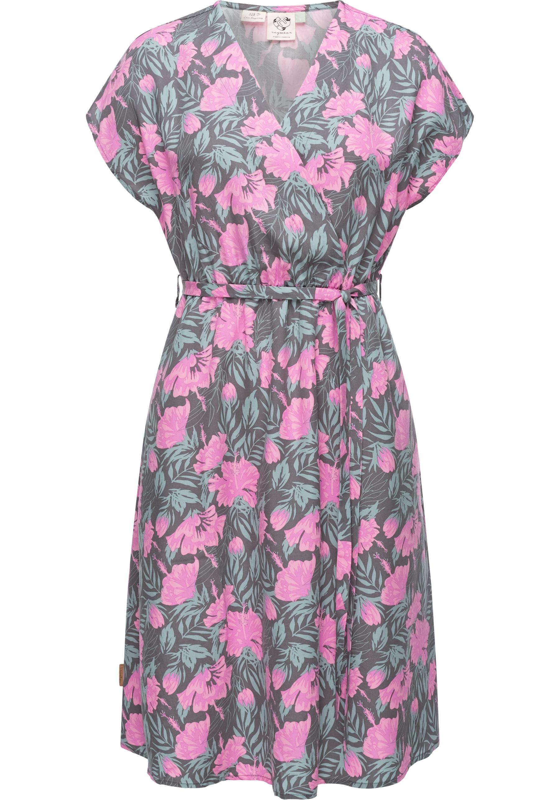 Ragwear Jerseykleid "Selyma Organic" Eingrifftaschen stylisches Shirtkleid mit V-Ausschnitt und Bindegürtel