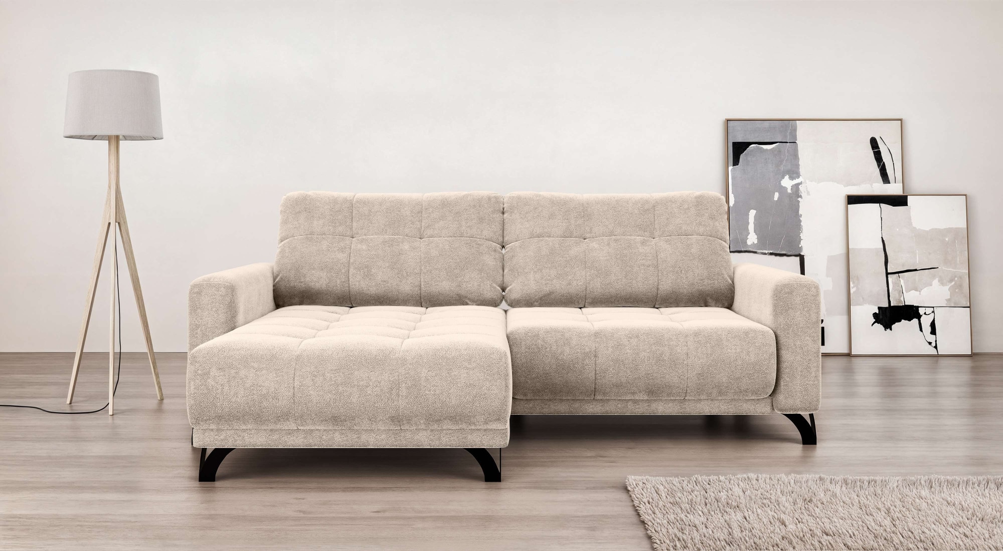 INOSIGN Ecksofa »FAIRVIEW mit verstellbaren Rückenlehne, Maße B/T/H: 234/174/93 cm«, L-Form mit Wellenunterfederung, Recamiere beidseitig montierbar