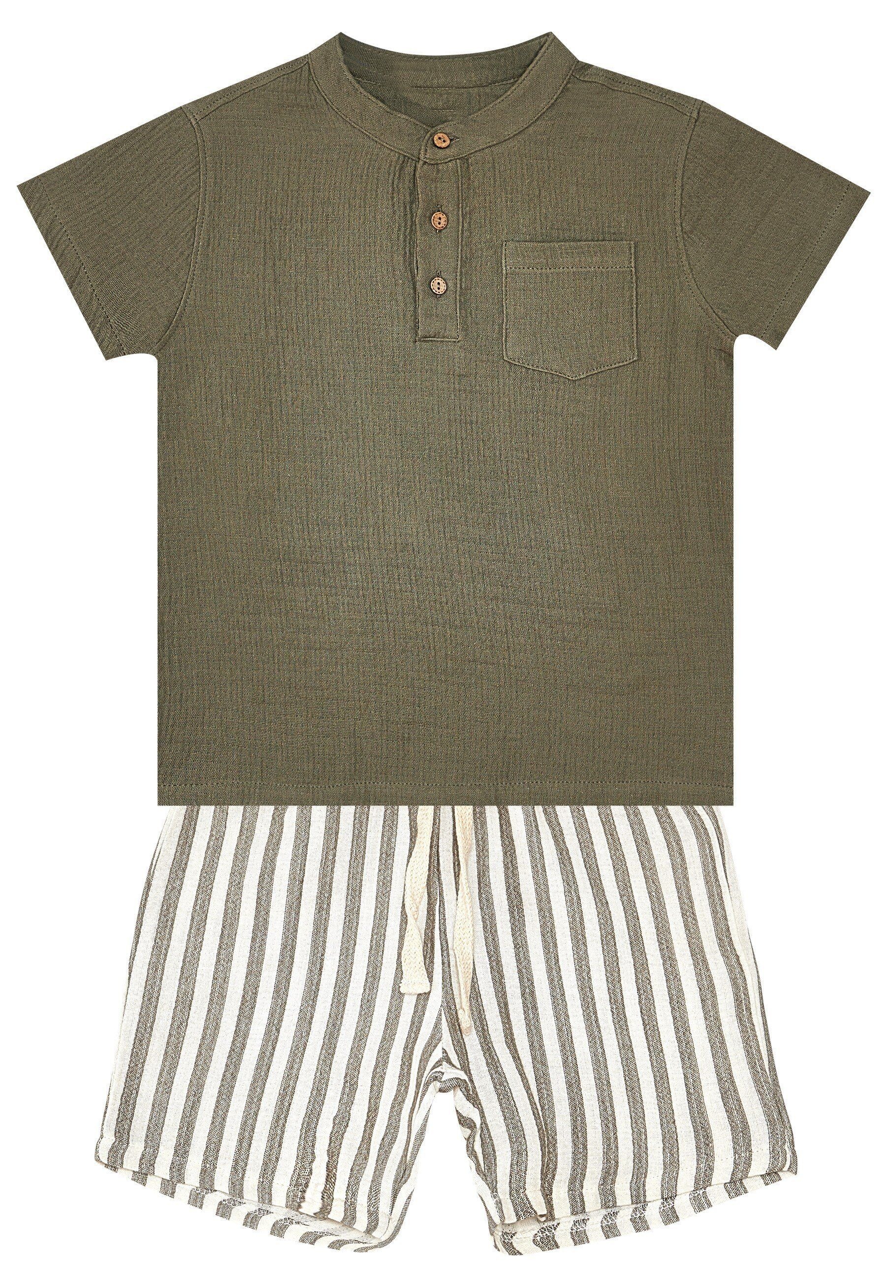 Denokids Hausanzug »Striped Muslin«, (2 tlg.), mit gestreiften Shorts