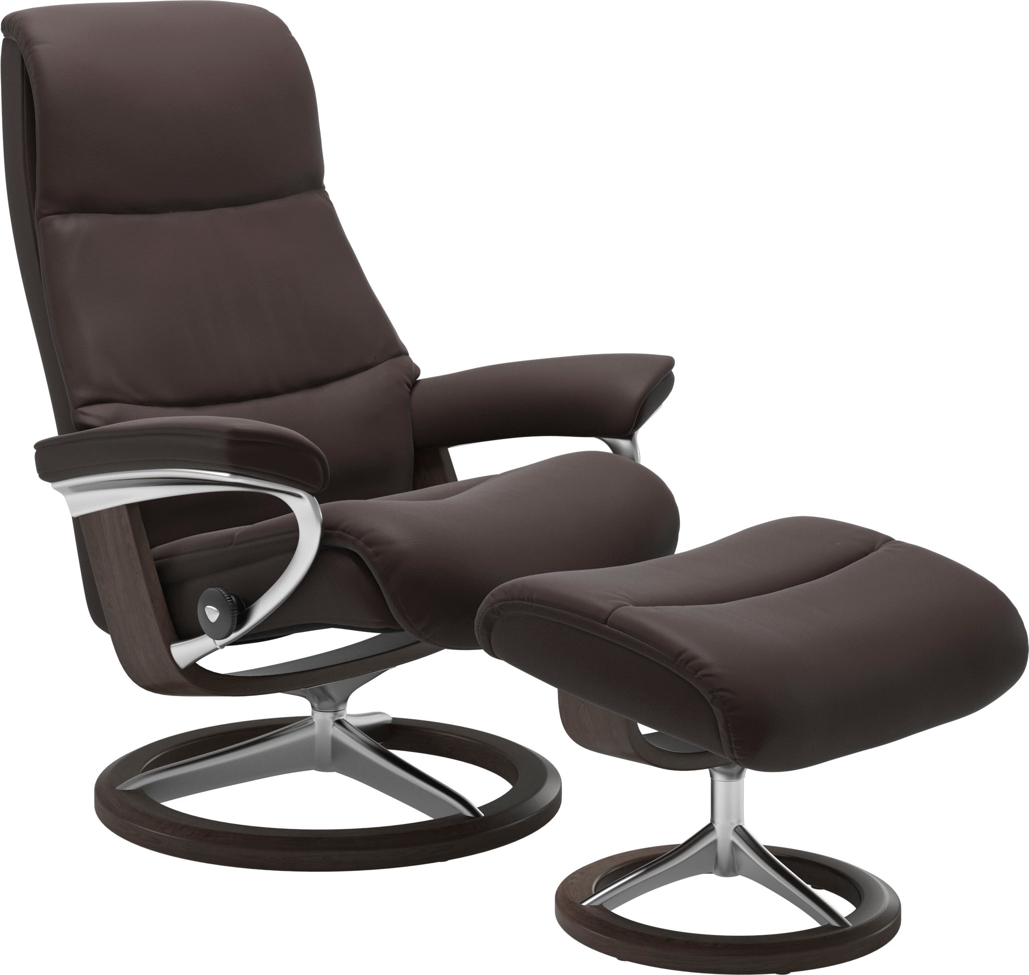 Relaxsessel STRESSLESS "View", braun (chocolate paloma), B:82cm H:109cm T:81cm, Leder BATICK: BATICK ist ein leicht korrigiertes, durchgefärbtes und genarbtes Möbelleder, bei dem die meisten Unebenheiten und Spuren in der Regel entfernt wurden.;Leder PALO
