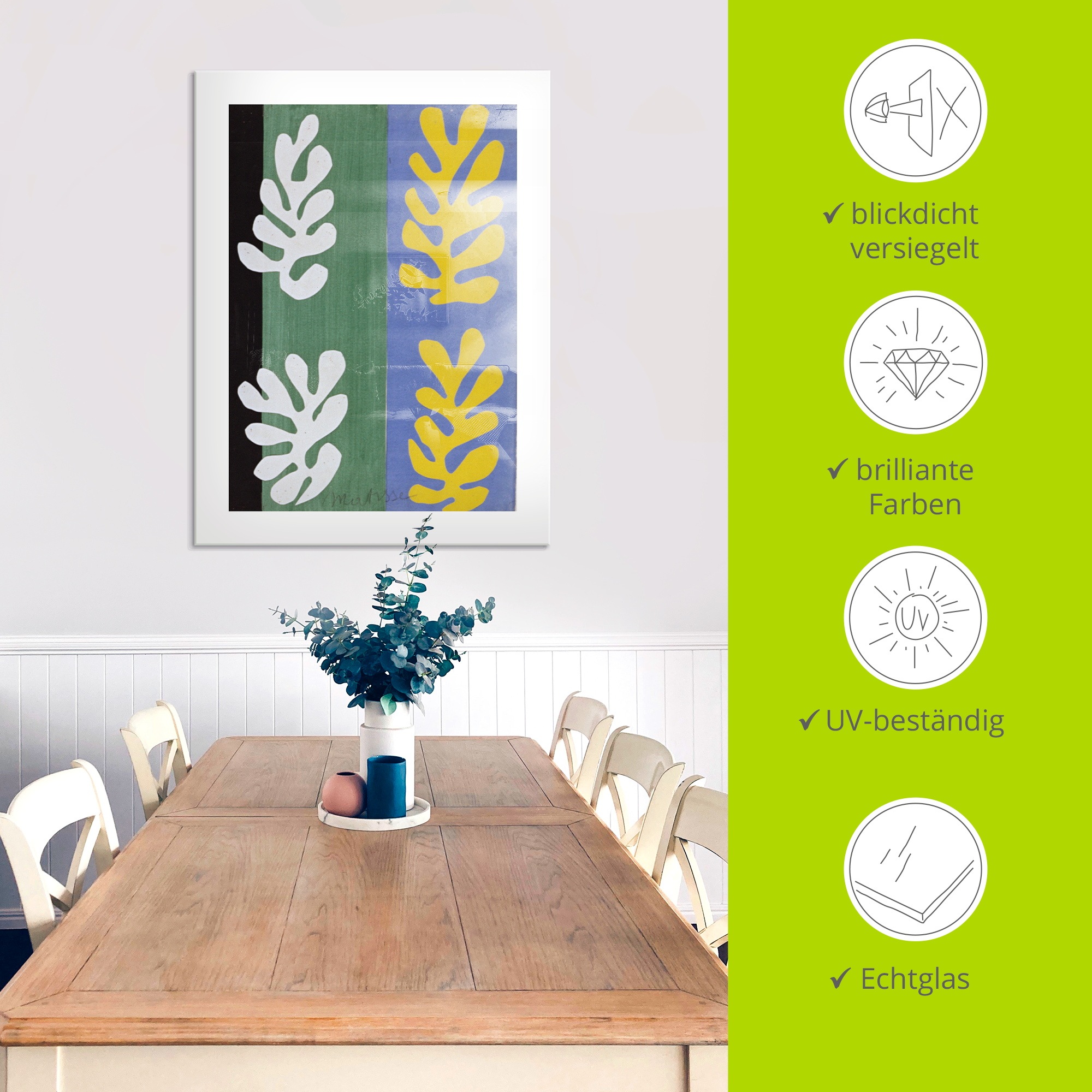 Artland Glasbild »Komposition (Der Samt) 2. 1947« Gegenstandslos 1 Stk. tlg. in verschiedenen Größen