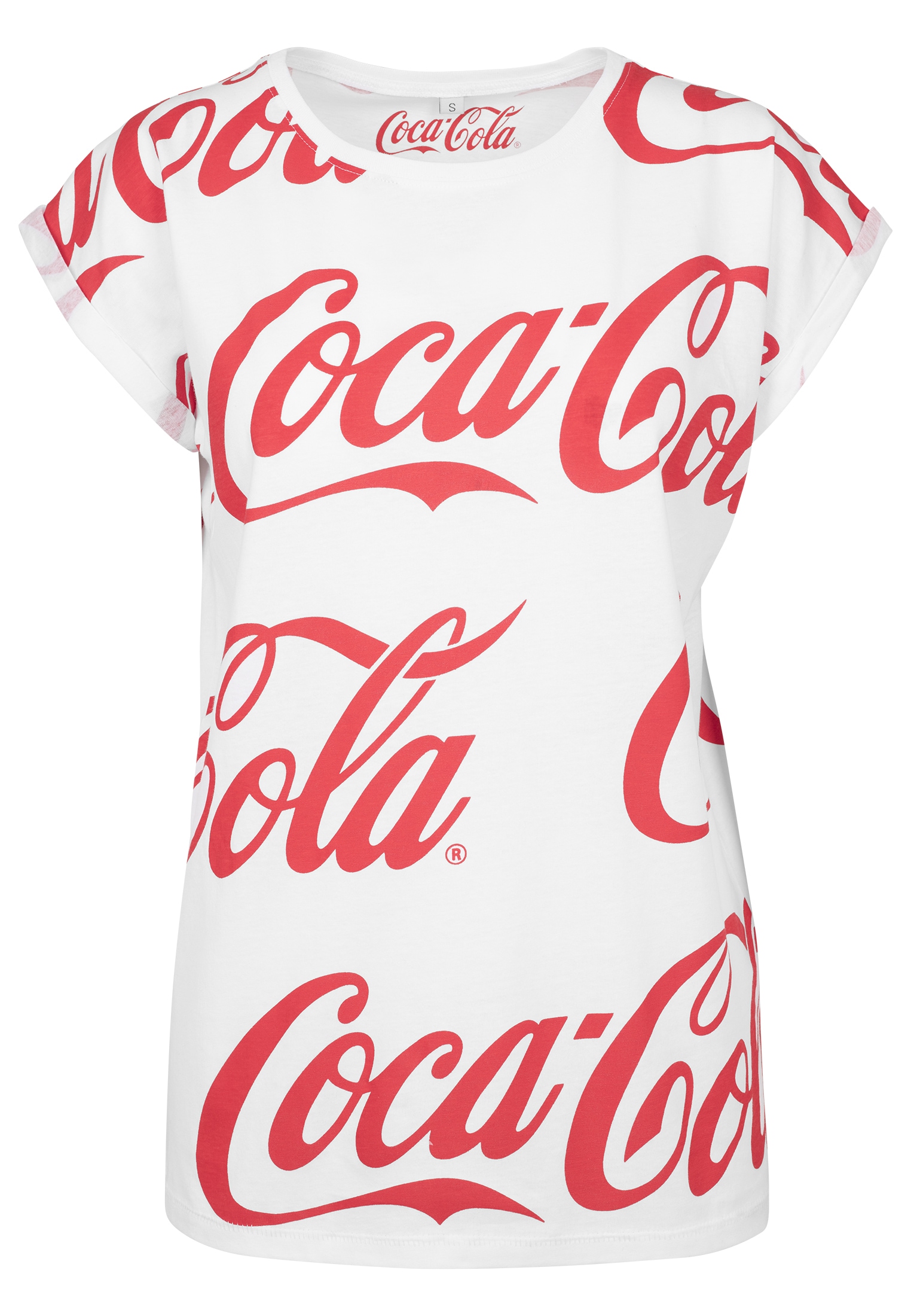 Merchcode Kurzarmshirt »Merchcode Damen Ladies Coca Cola AOP Tee«, (1 tlg.)