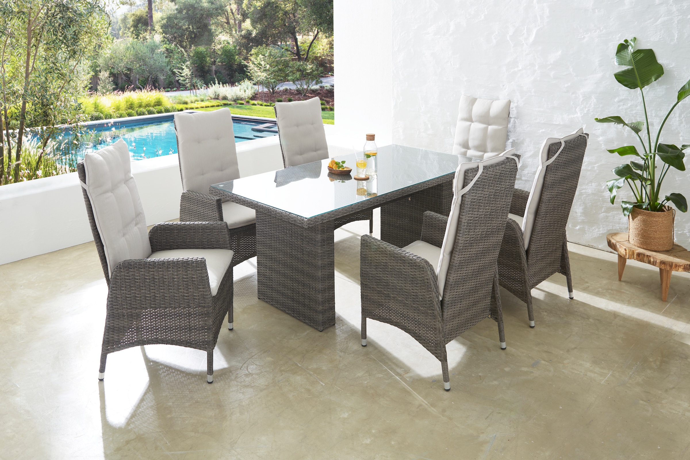 Garten-Essgruppe »Casablanca«, (Set, 7 tlg., 6x Sessel, 1x Tisch 180x90x74 cm,...