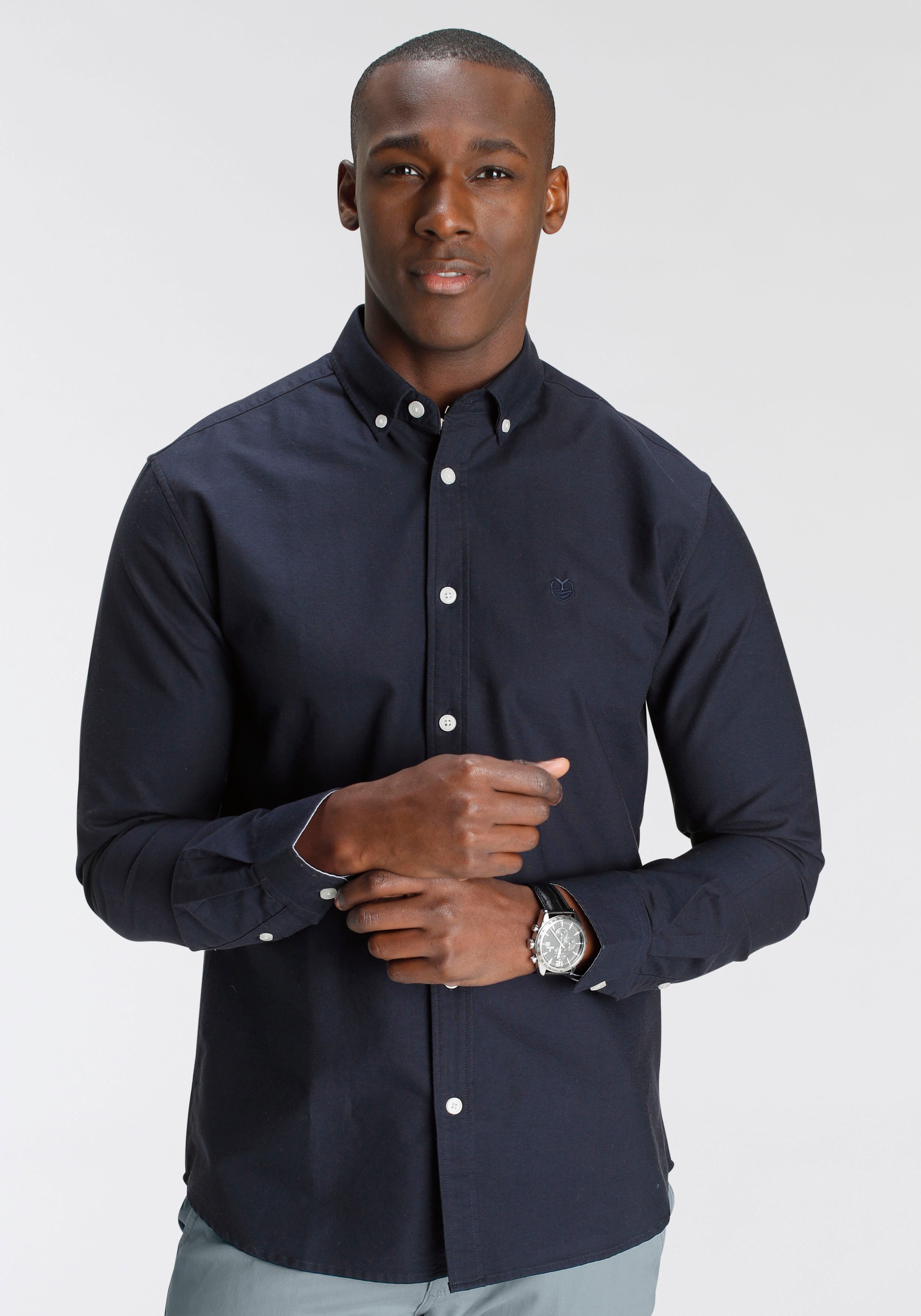 DELMAO Langarmhemd in Oxford Qualität günstig online kaufen