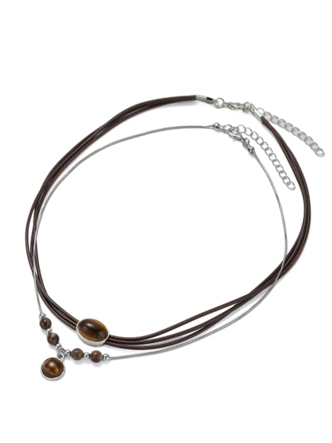 Aniston JEWELRY & WATCHES Ketten-Set »Multipack Schmuck Geschenk Edelstahl Leder Halsschmuck Edelstein« Made in Germany - mit Tigerauge