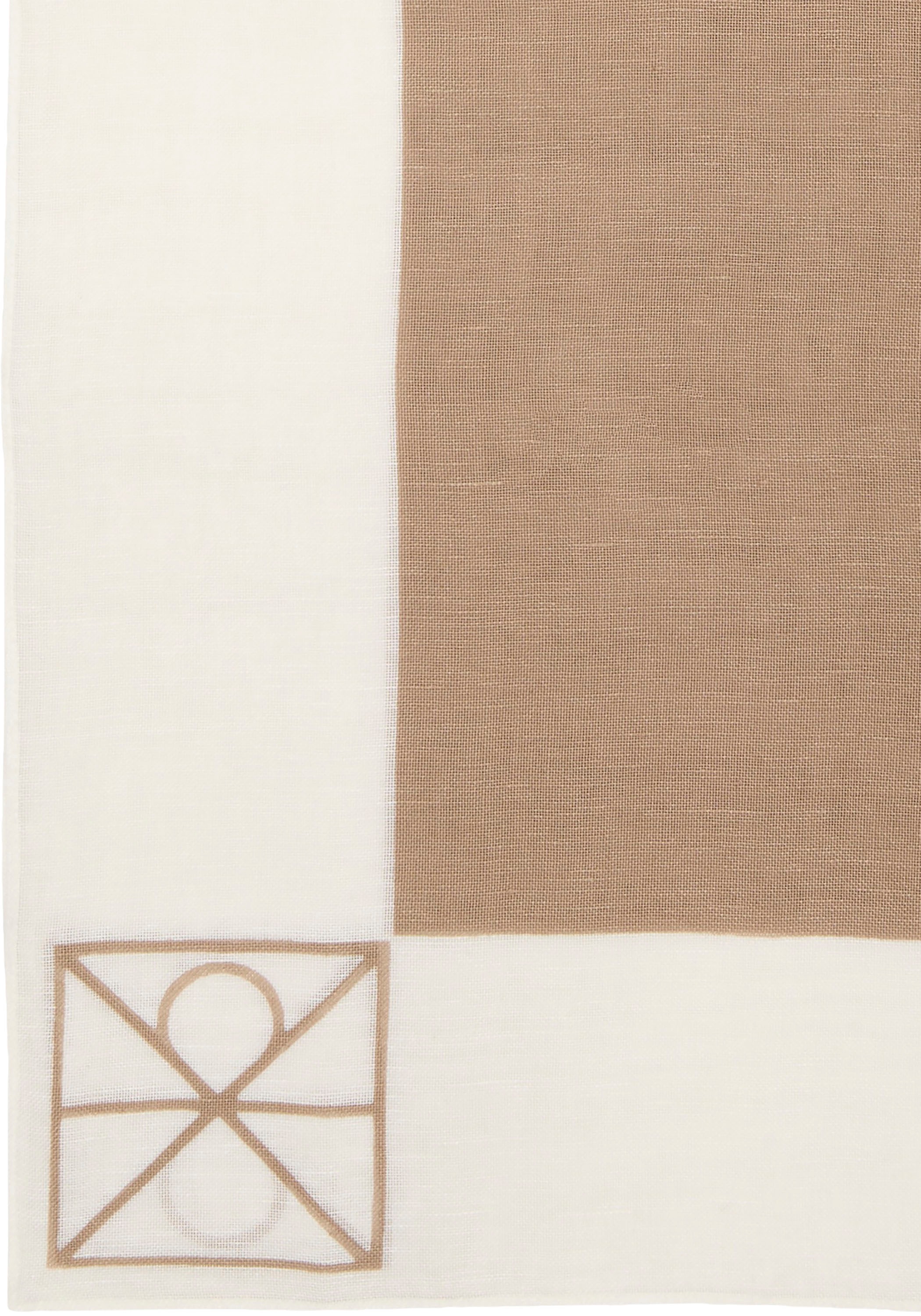 Modetuch CALVIN KLEIN "LINEN BLEND EMBLEM PAREO SCARF", Damen, desert taupe, weiß alyssum, Web, Materialmix, unifarben, Modetücher, Mit Farbkontrasten 5