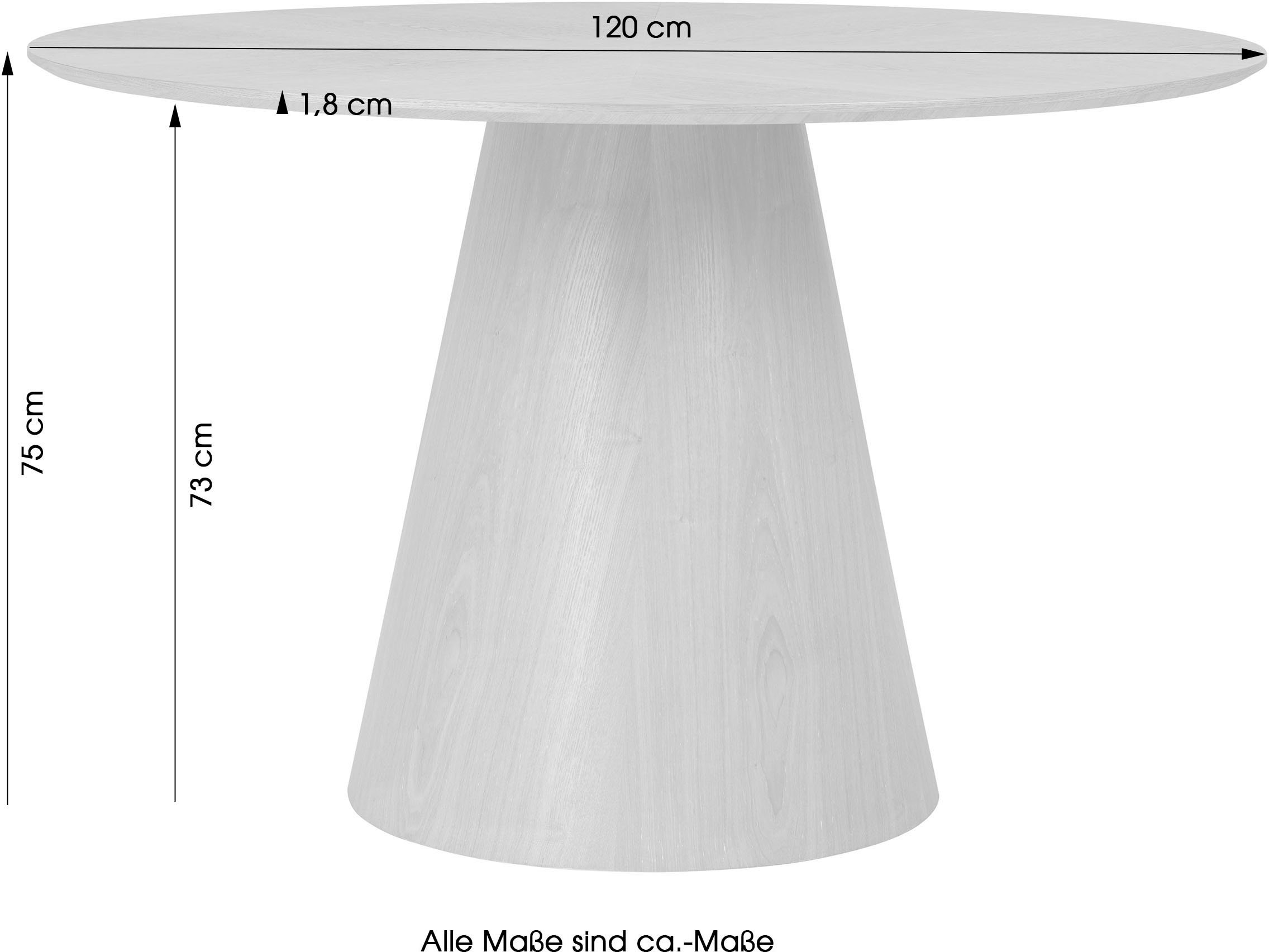 byLIVING Esstisch »Rond«, mit Echtholz-Furnier Eiche natur,rund, Durchmesser 120 cm