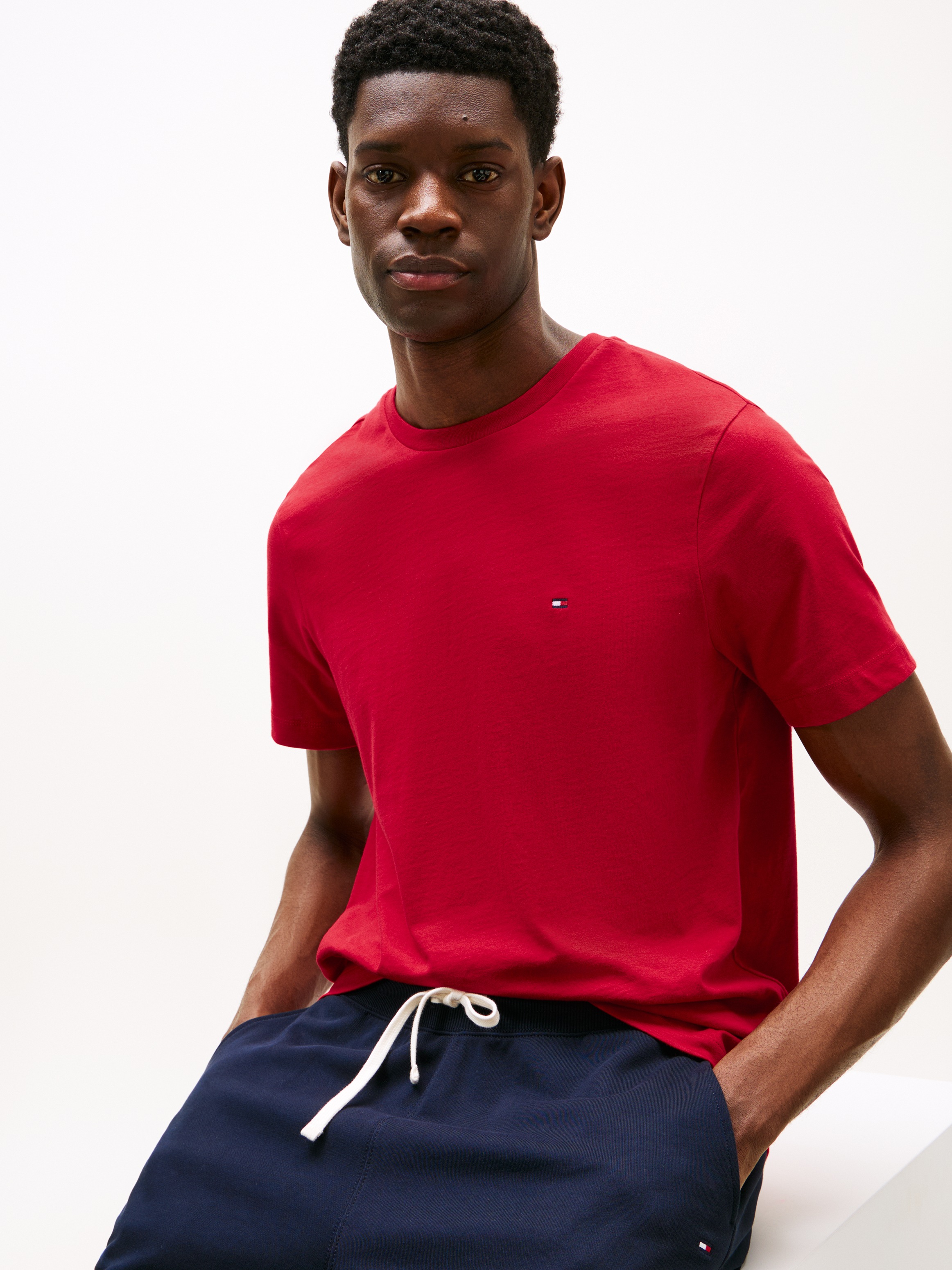 Tommy Hilfiger T-Shirt "ESSENTIAL REGULAR FIT SOLID mit Stickerei" unifarbe günstig online kaufen