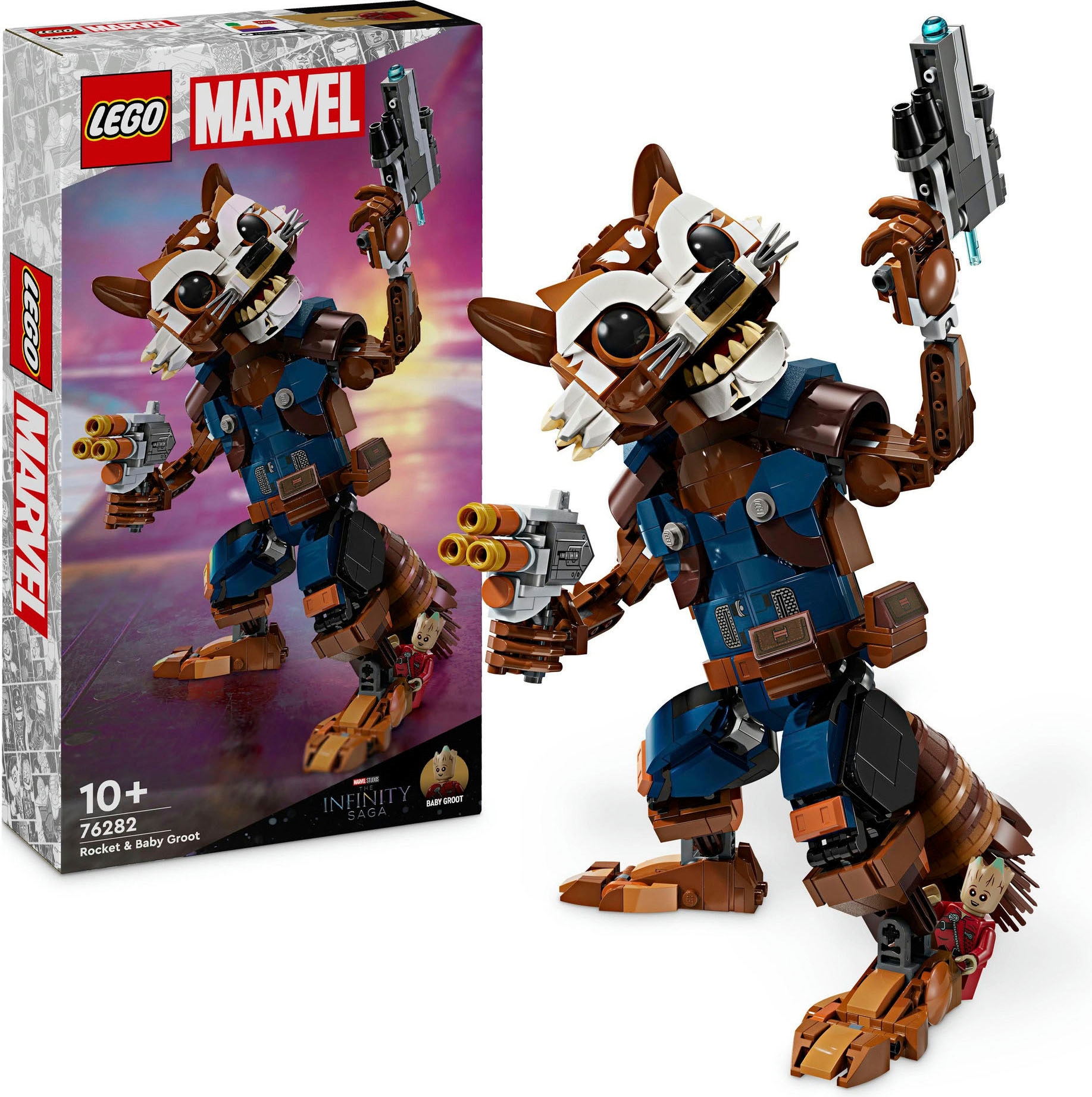 Konstruktionsspielsteine »Rocket & Baby Groot (76282), LEGO Super Heroes«, (566 St.),...