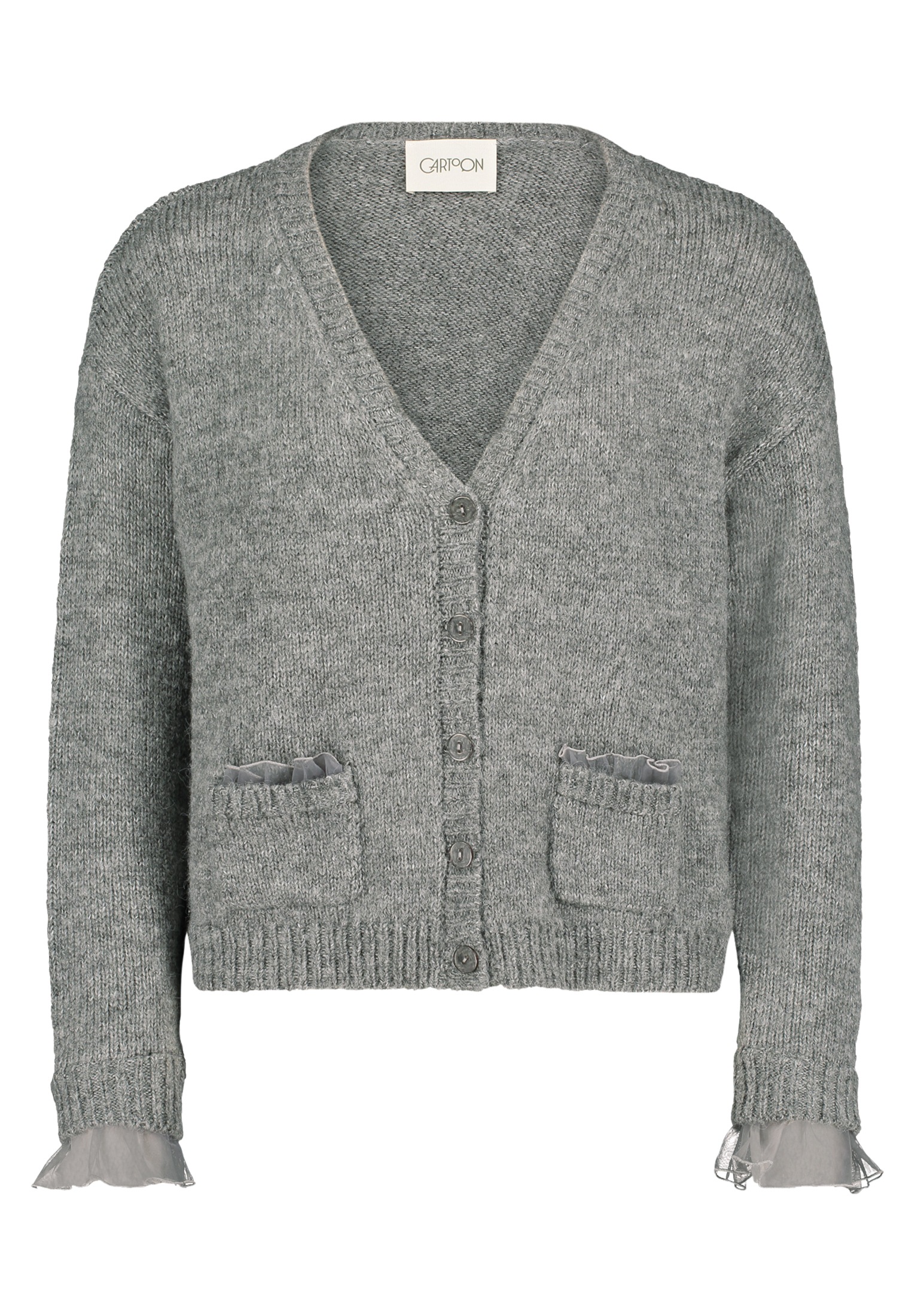 Cartoon Strickjacke »Cartoon Strick-Cardigan mit Knopfleiste«, Rüschen