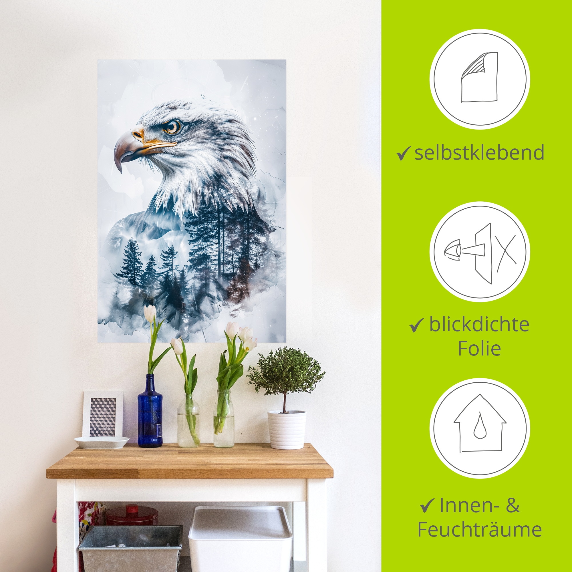 Artland Wandbild »Weißkopfadler« Vogelbilder 1 Stk. tlg. als Alubild, Leinwandbild, Poster, Wandaufkleber in verschied. Größen