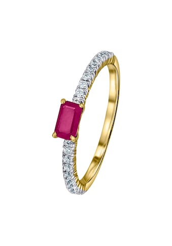 Diamantring »0,18 ct Diamant Brillant Rubin Ring aus 585 Gelbgold«