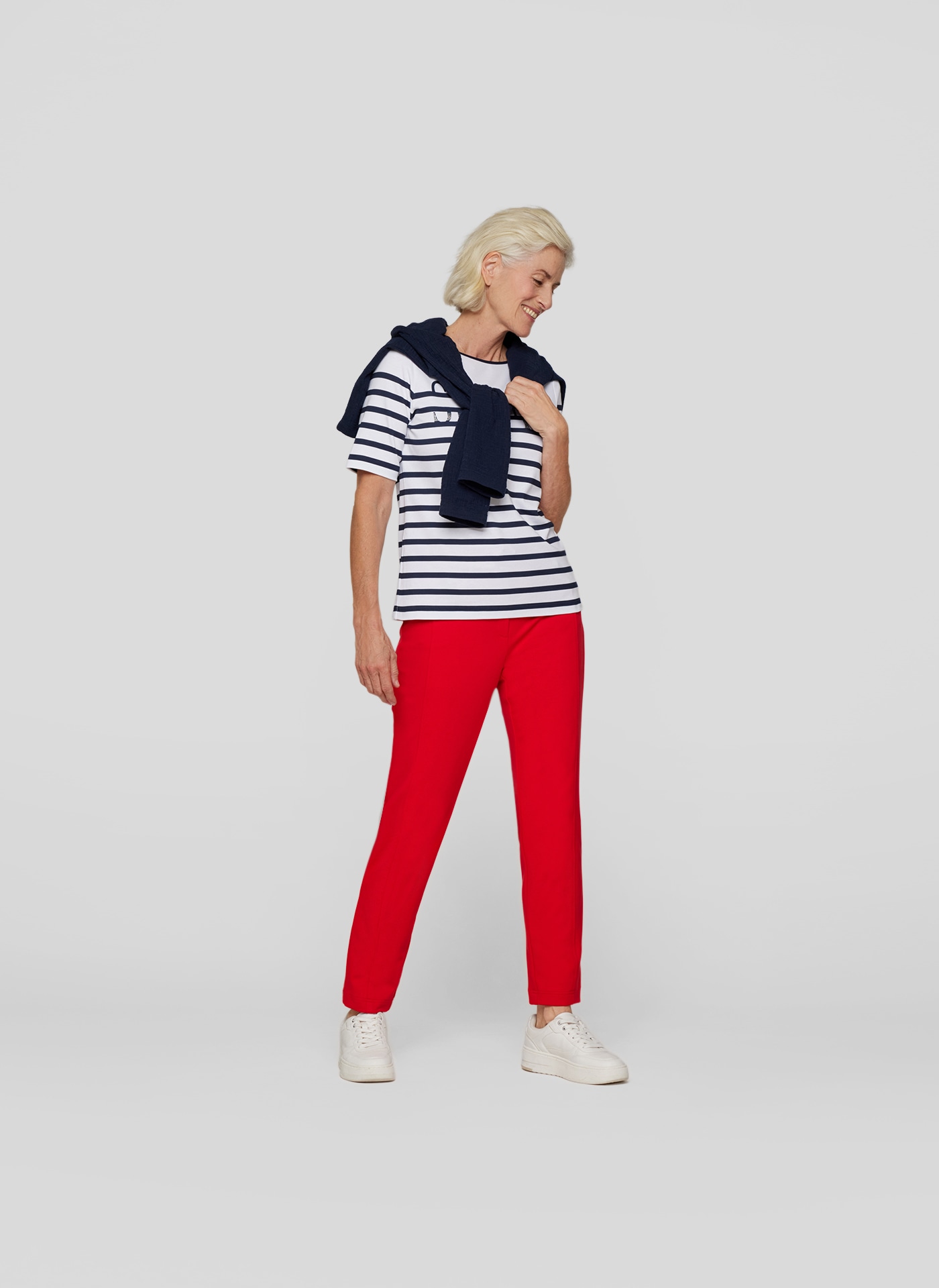 Rabe Rundhalsshirt, im Streifen-Design und mit Letter-Print