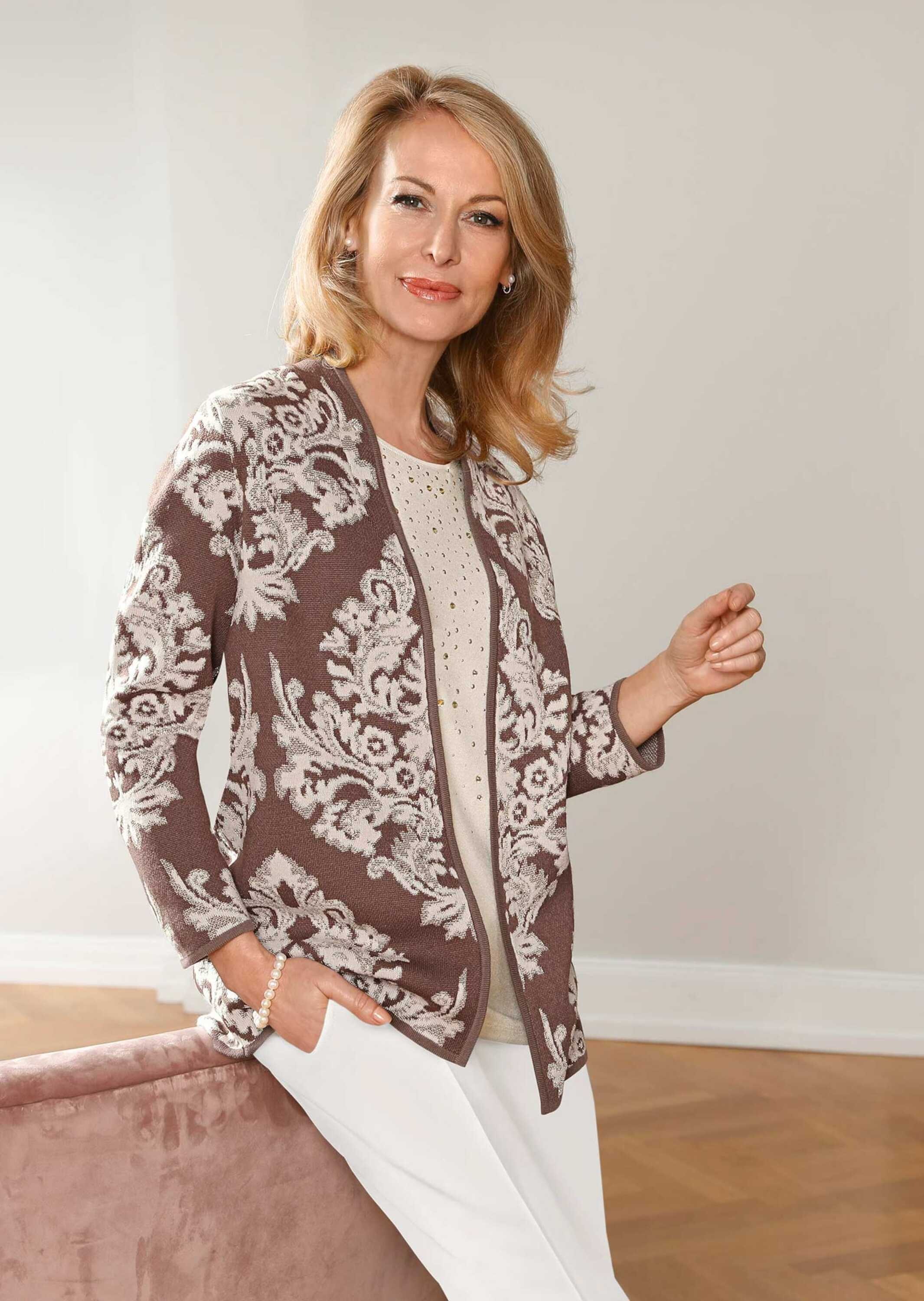 Thumbnail - GOLDNER Strickjacke "Jacquard-Strickjacke mit Glanzgarnen"