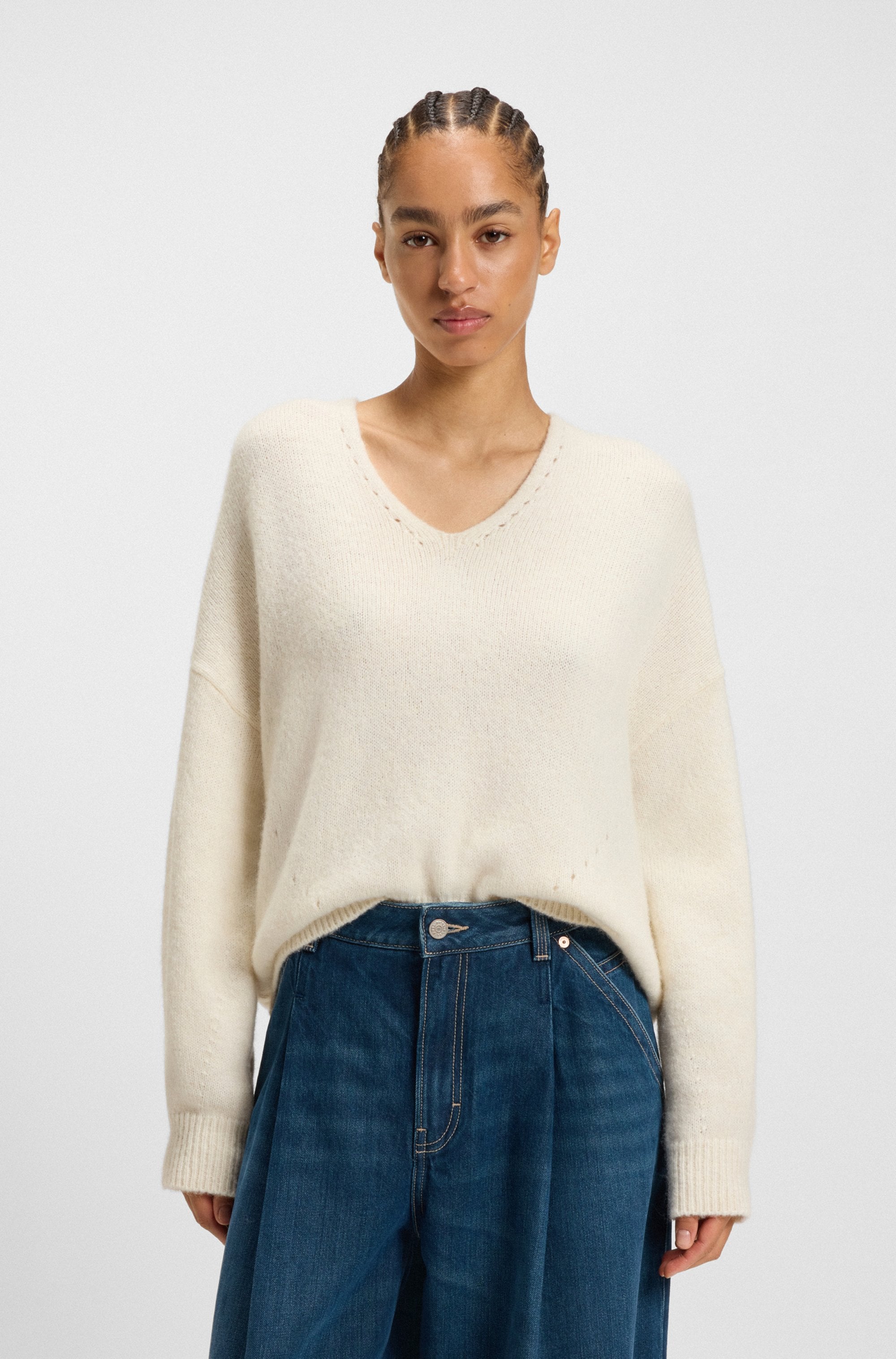 BOSS ORANGE Strickpullover "Fondyssa Premium Damenmode", im Relaxed Fit, V- günstig online kaufen