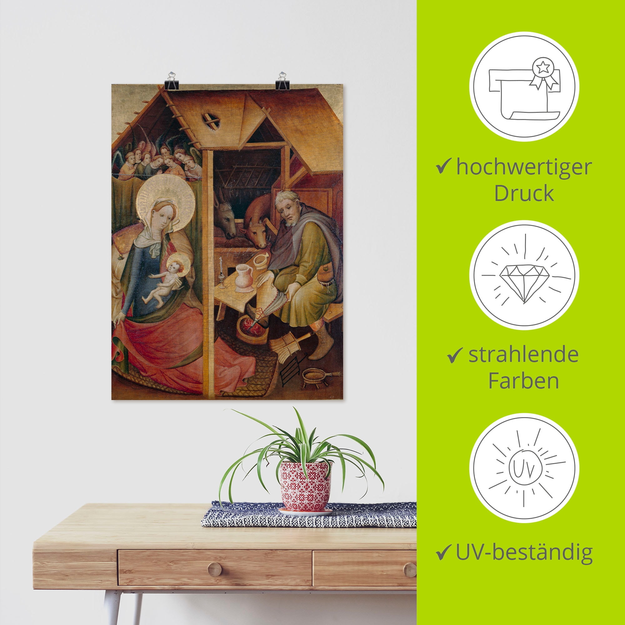 Artland Kunstdruck »Sogenannte Goldene Tafel. Geburt Christi«, Religion, (1 St.), als Leinwandbild, Wandaufkleber oder Poster in versch. Größen