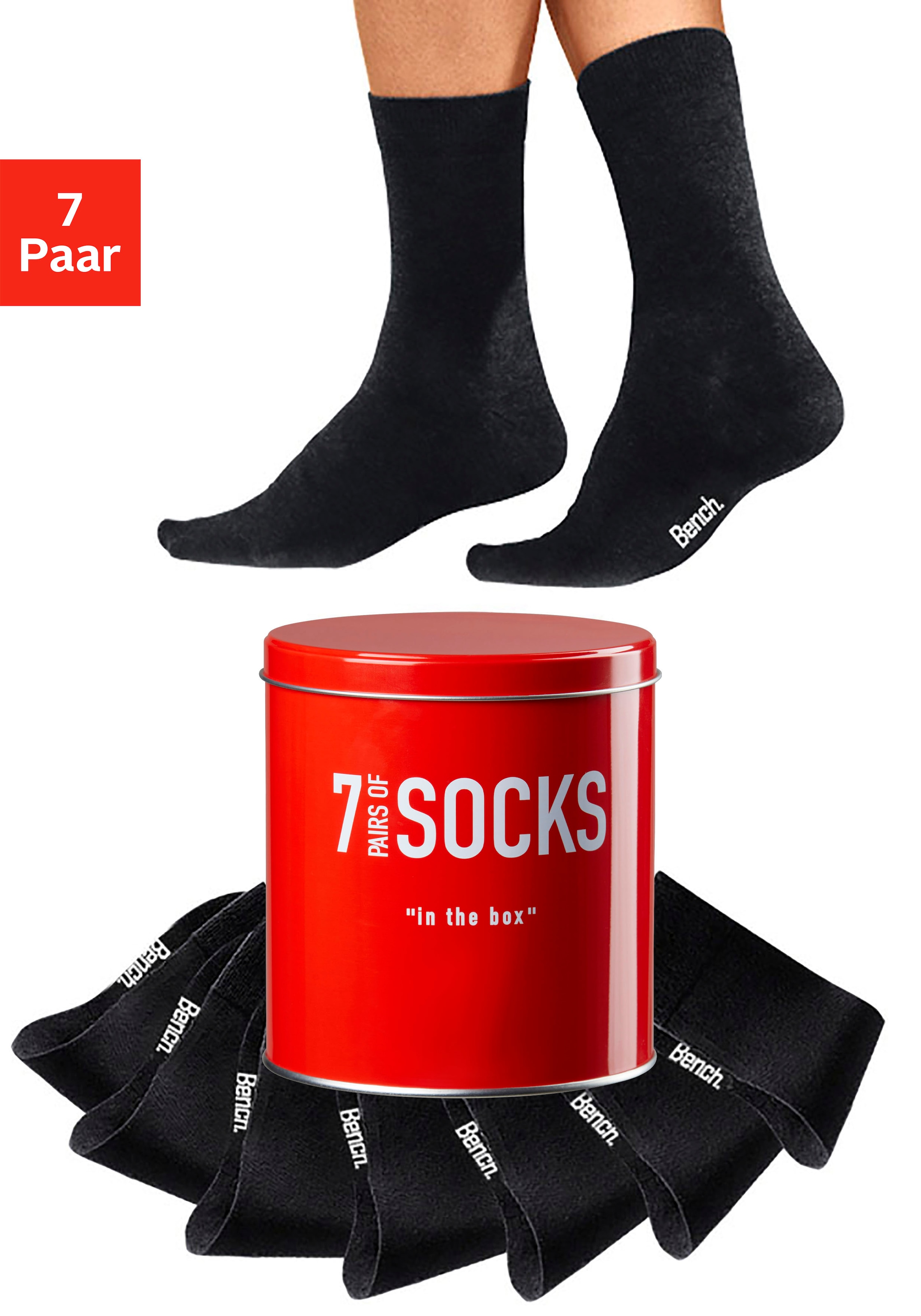 Bench. Businesssocken Dose, 7 Stk. tlg. in der praktischen Dose günstig online kaufen