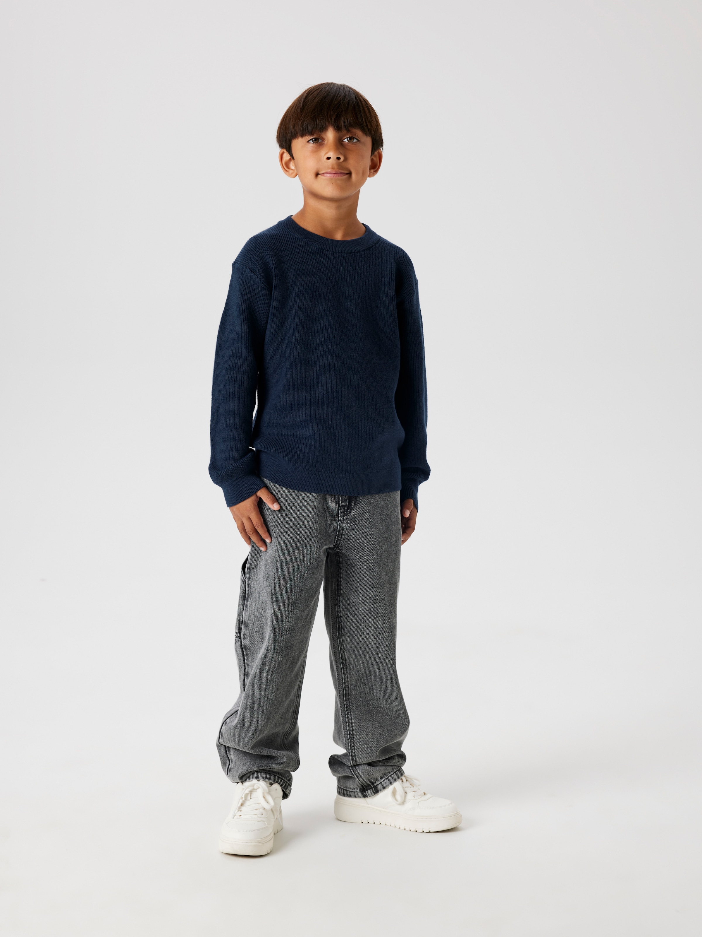 NAME IT Jungen Strickpullover "NKMNESOLLE LS PULLOVER KNIT NOOS"schwarz sapphire (blank), Gr. 146, unifarben, Strick, Obermaterial: 77% Baumwolle,