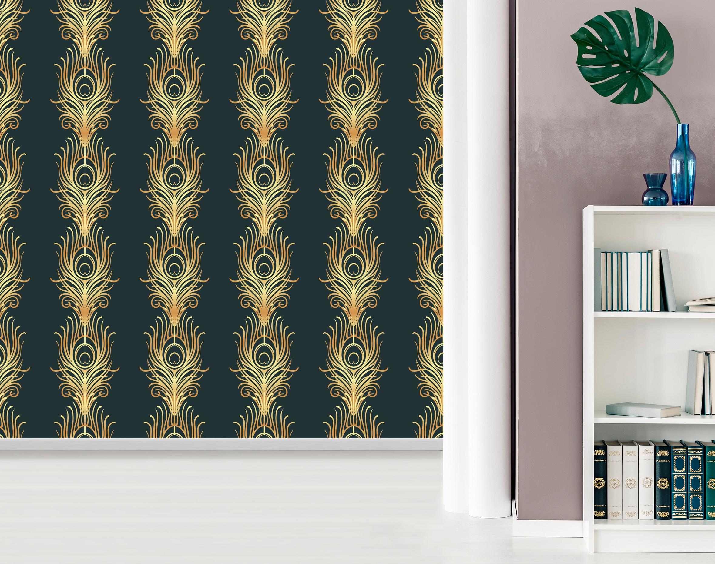 queence Vinyltapete »Emilija«, bedruckt-Barock-Antikoptik-Kunst, 90x250cm, selbstklebend, kinderleichte Anbringung, Sticker