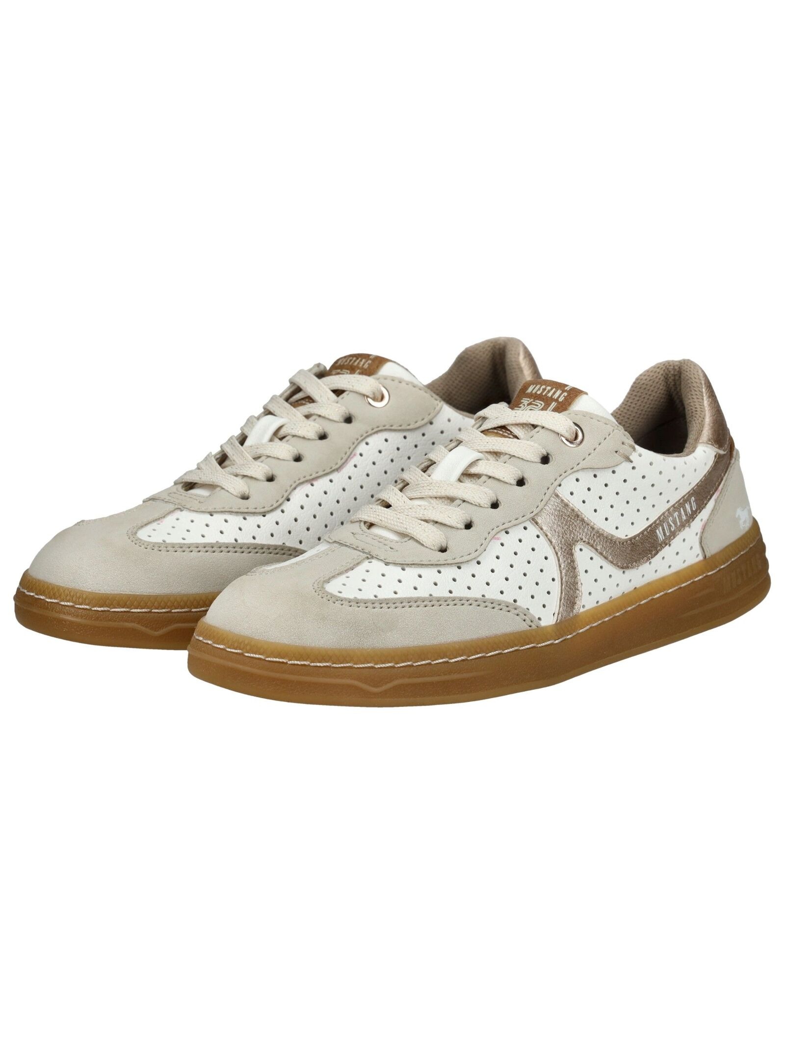 Sneaker MUSTANG SHOES "Mustang Shoes Sneaker Lederimitat", Damen, Gr. 41, weiß (ivory), Lederimitat, Schuhe Sneaker 3